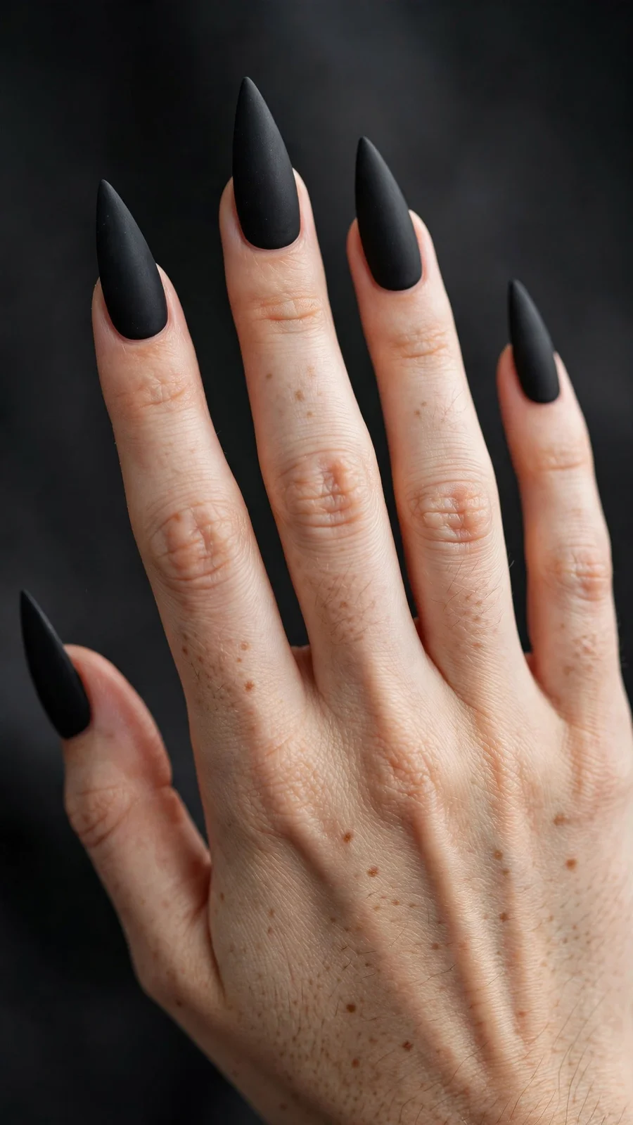 Matte black stiletto nails
