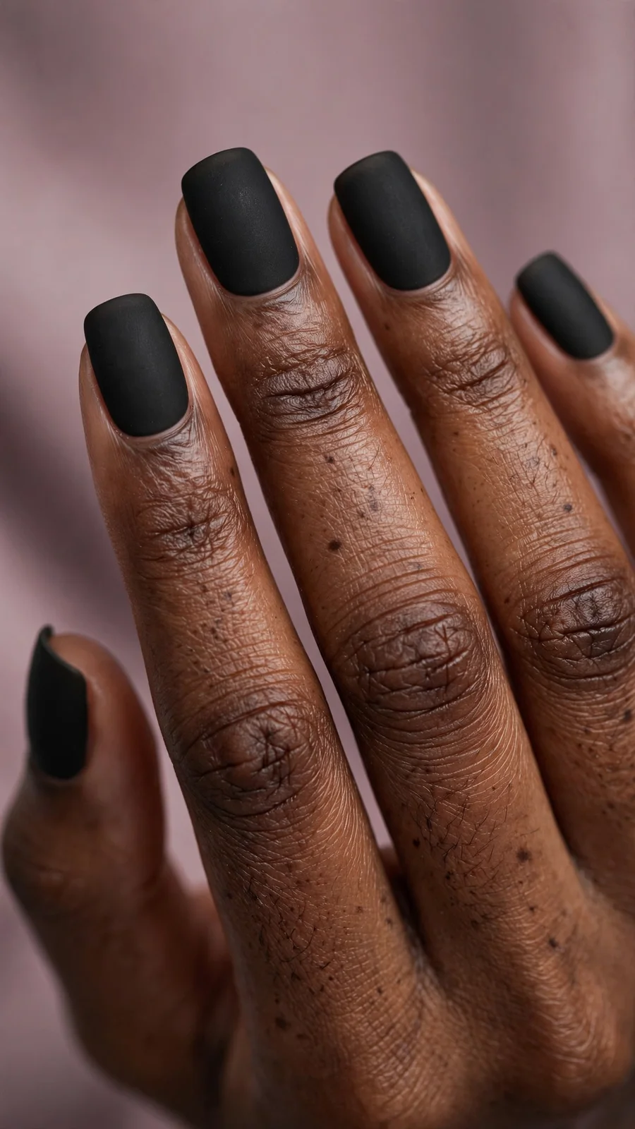 Matte black squoval nails