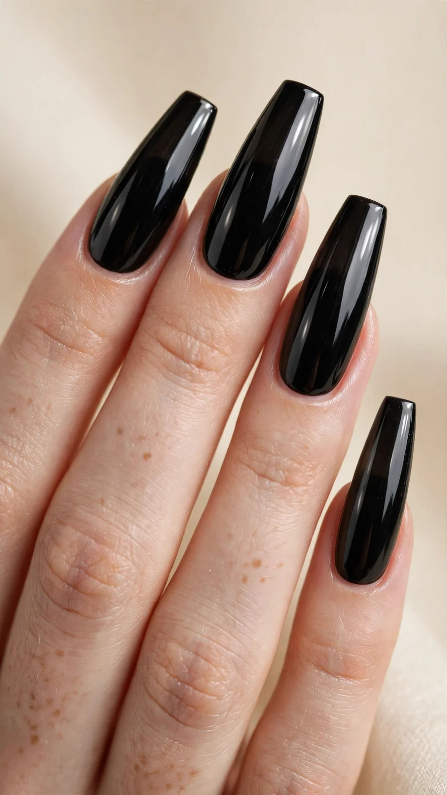 Glossy black coffin nails