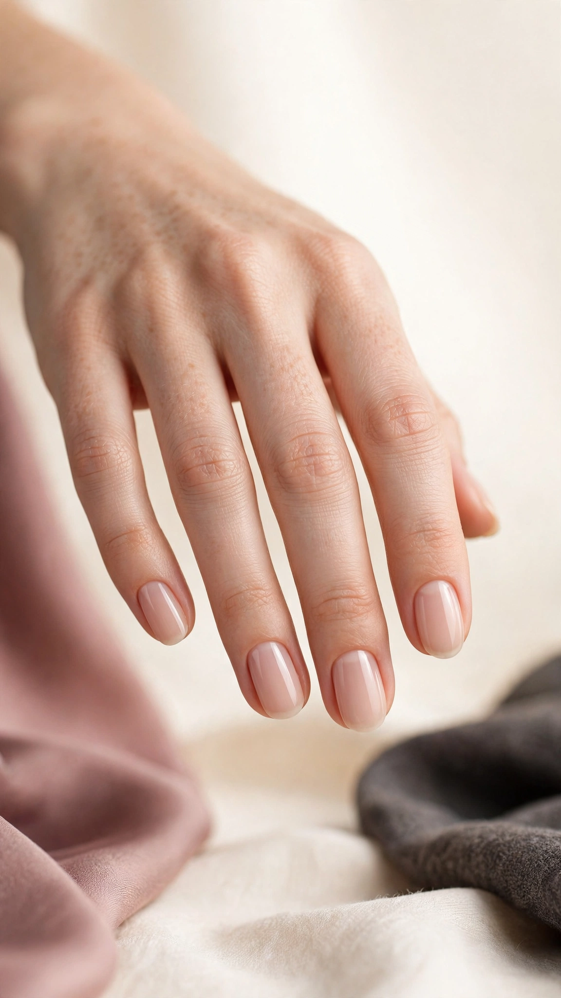 Sheer nude clean girl nails in a your-nails-but-better beige pink shade