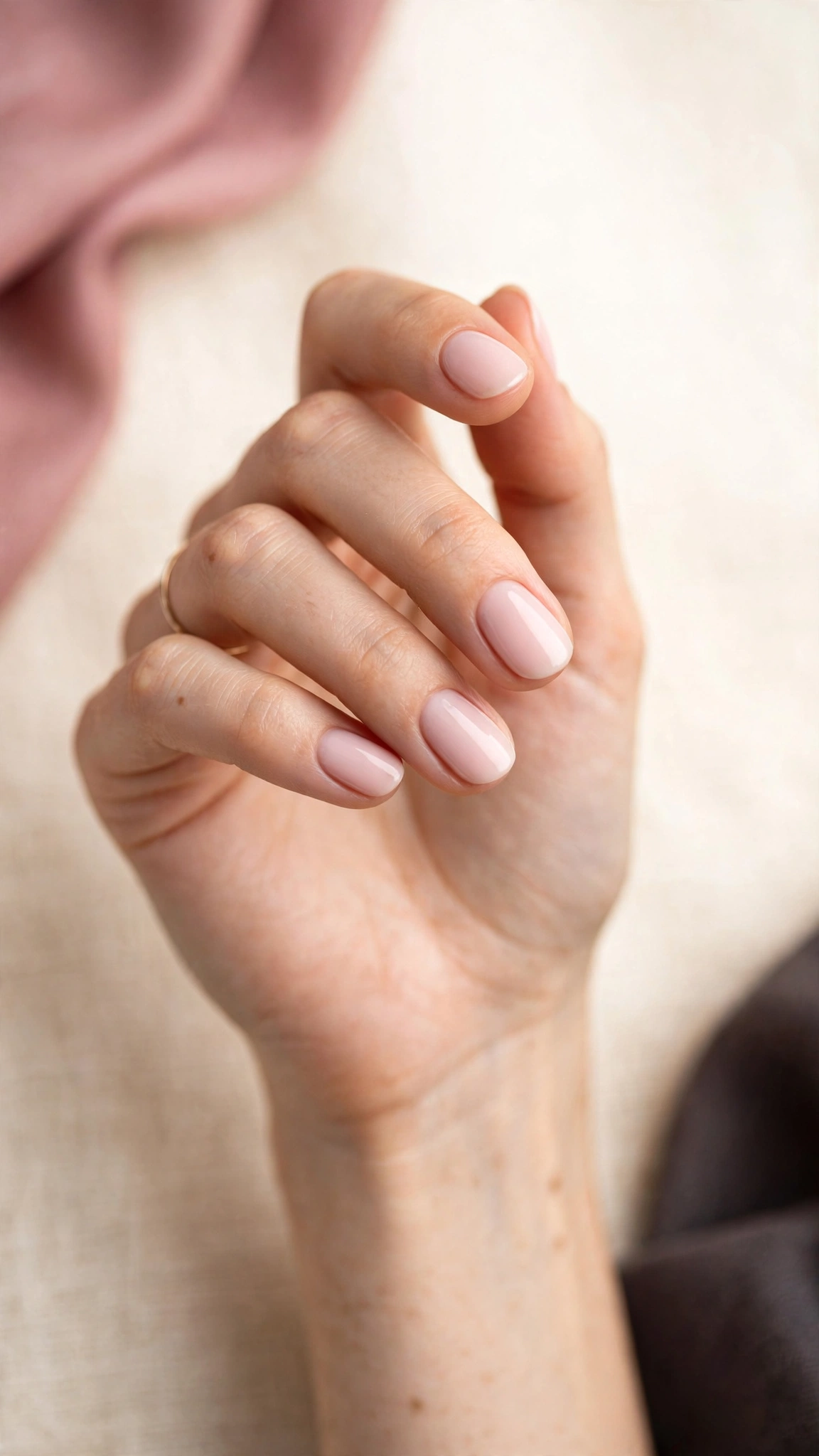 Baby pink creme clean girl nails, soft opaque pastel pink