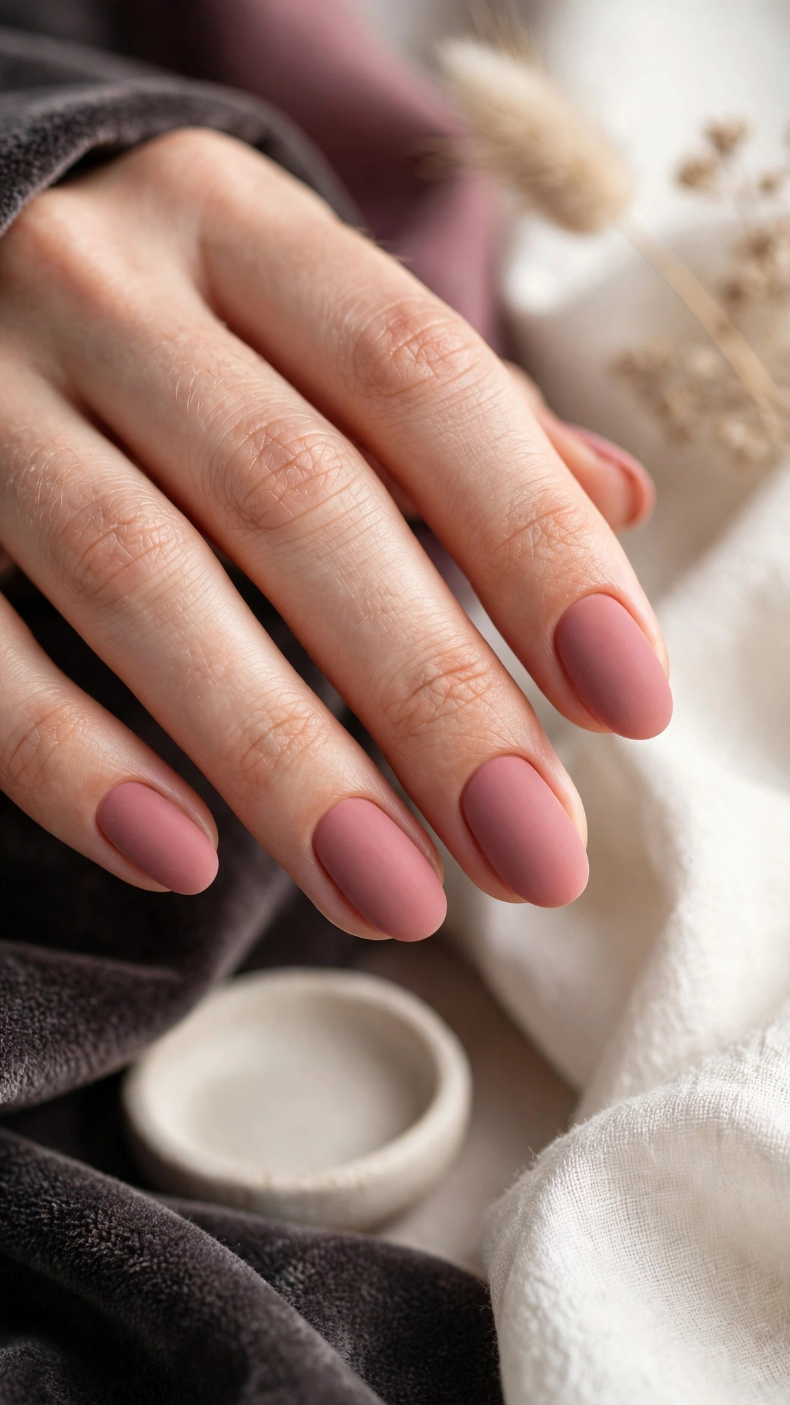 Dise&ntilde;o de u&ntilde;as rosa empolvado suave y femenino