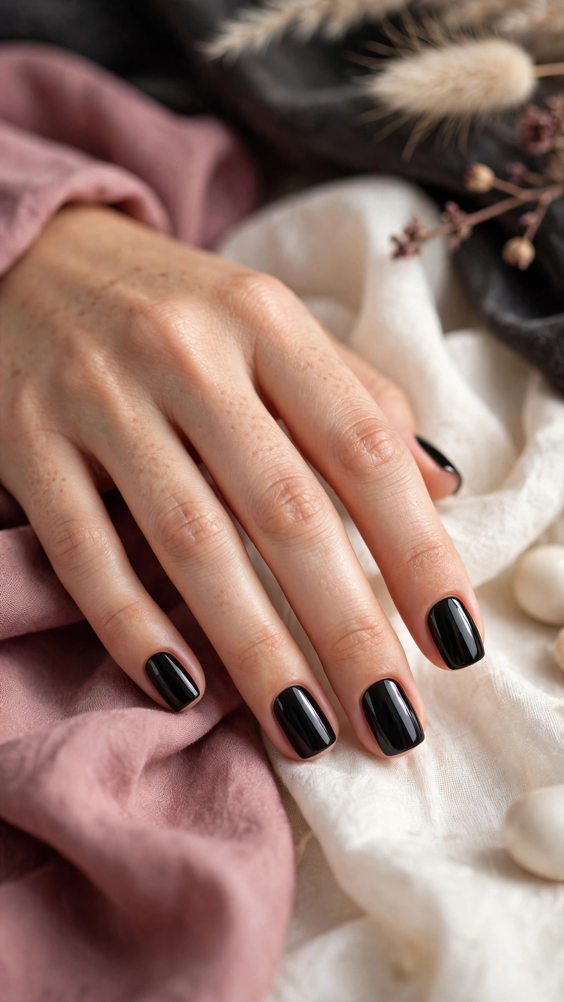 Dise&ntilde;o de u&ntilde;as negro chic brillante y audaz