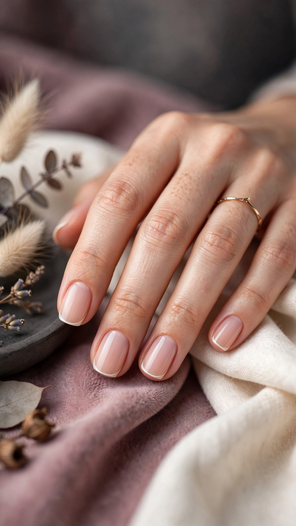 Micro manicura francesa con l&iacute;nea blanca muy fina