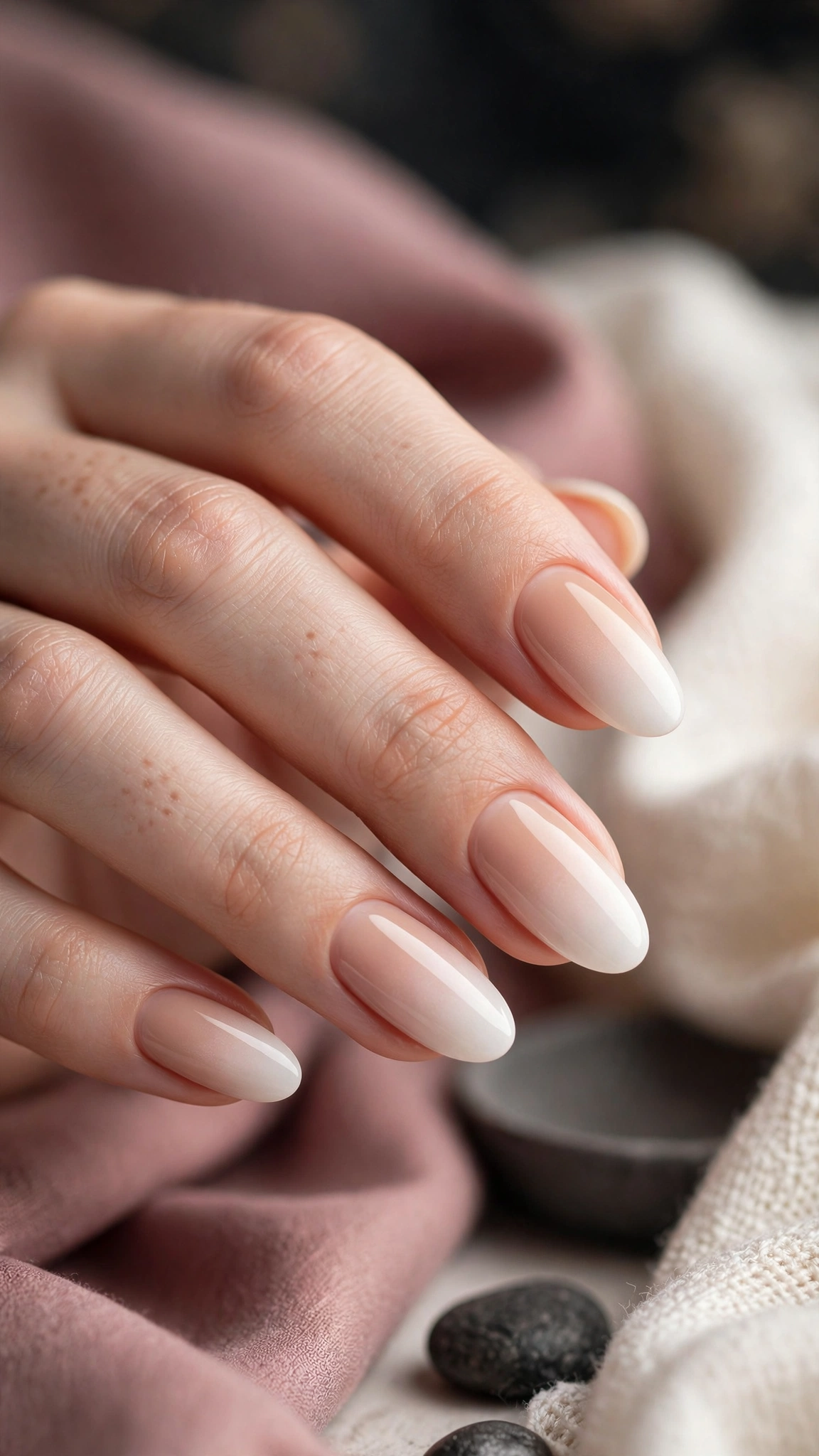 Dise&ntilde;o ombr&eacute; suave degradado de rosa a blanco