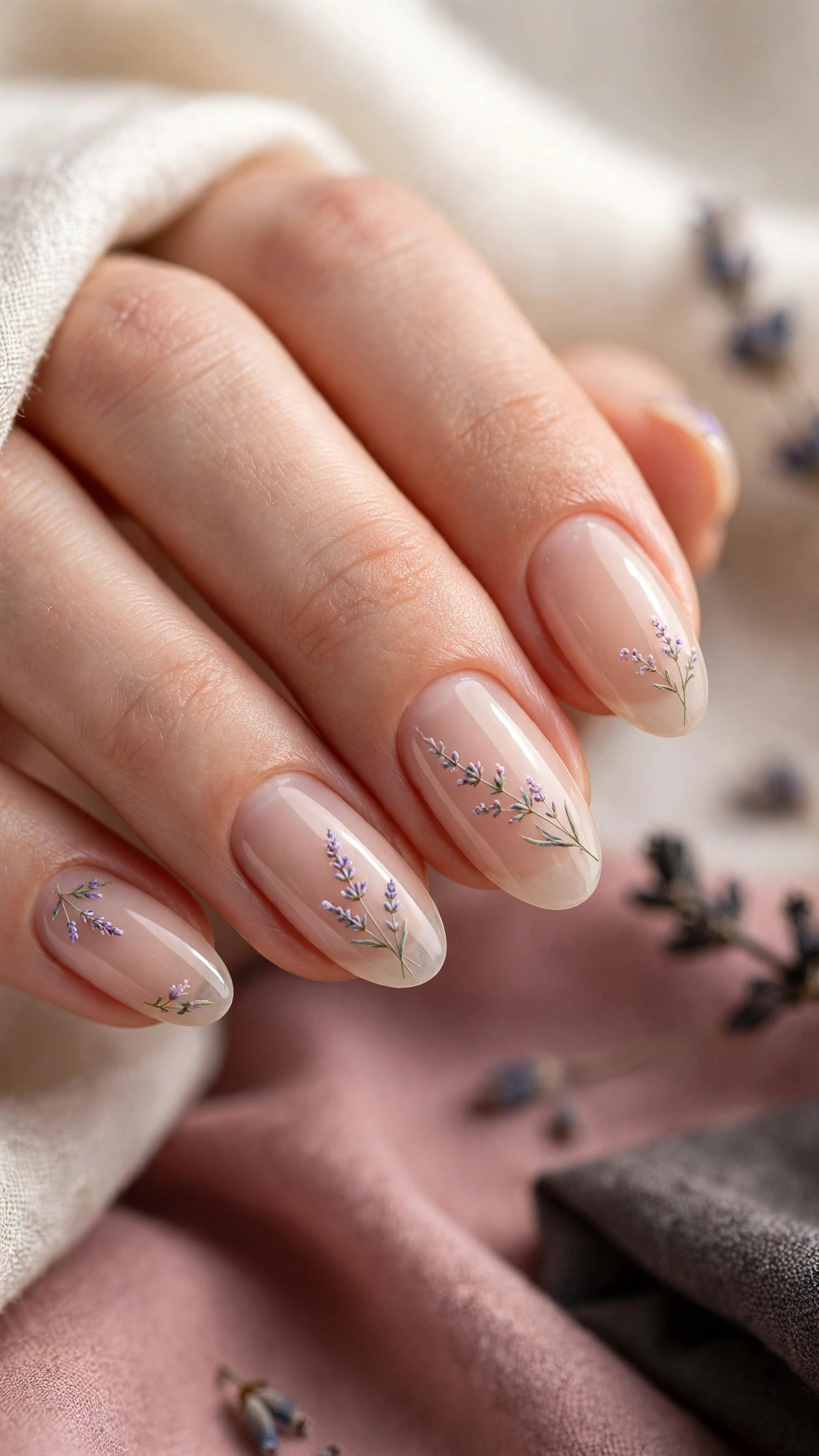 Dise&ntilde;o de u&ntilde;as color lavanda delicada