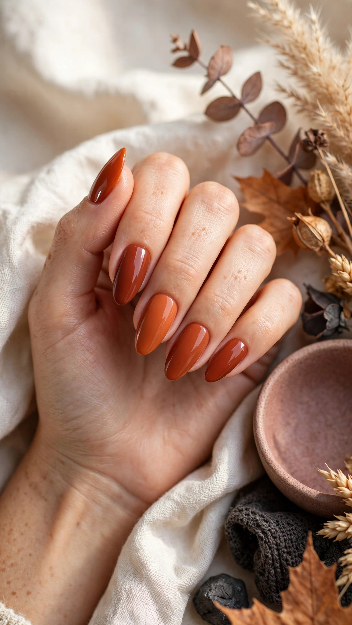 Dise&ntilde;o de u&ntilde;as color terracota oto&ntilde;al