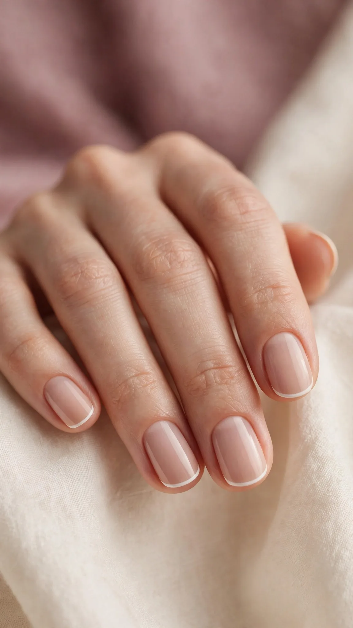 Micro francesa con l&iacute;nea blanca ultrafina en u&ntilde;as cortas