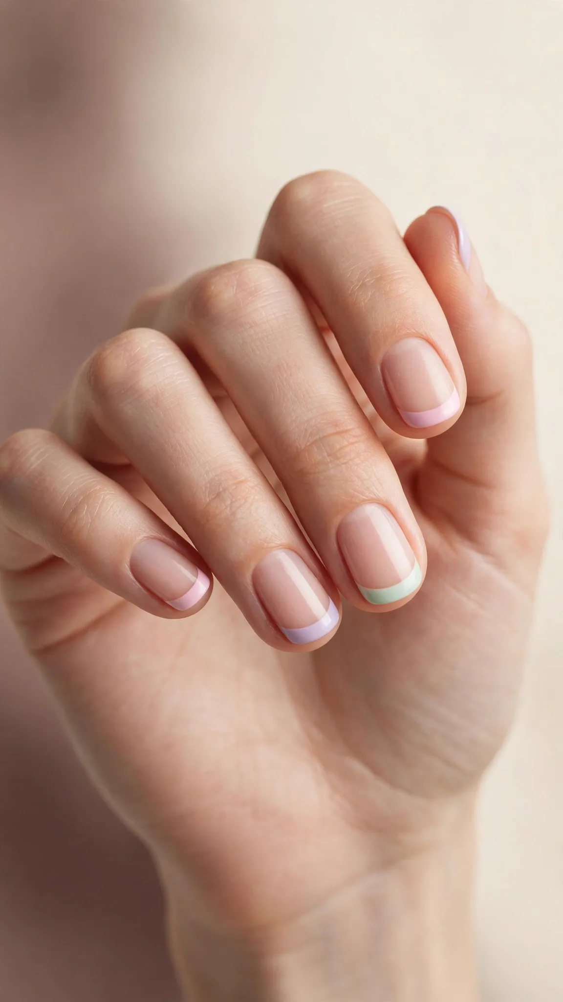 Francesa de colores pastel en u&ntilde;as cortas