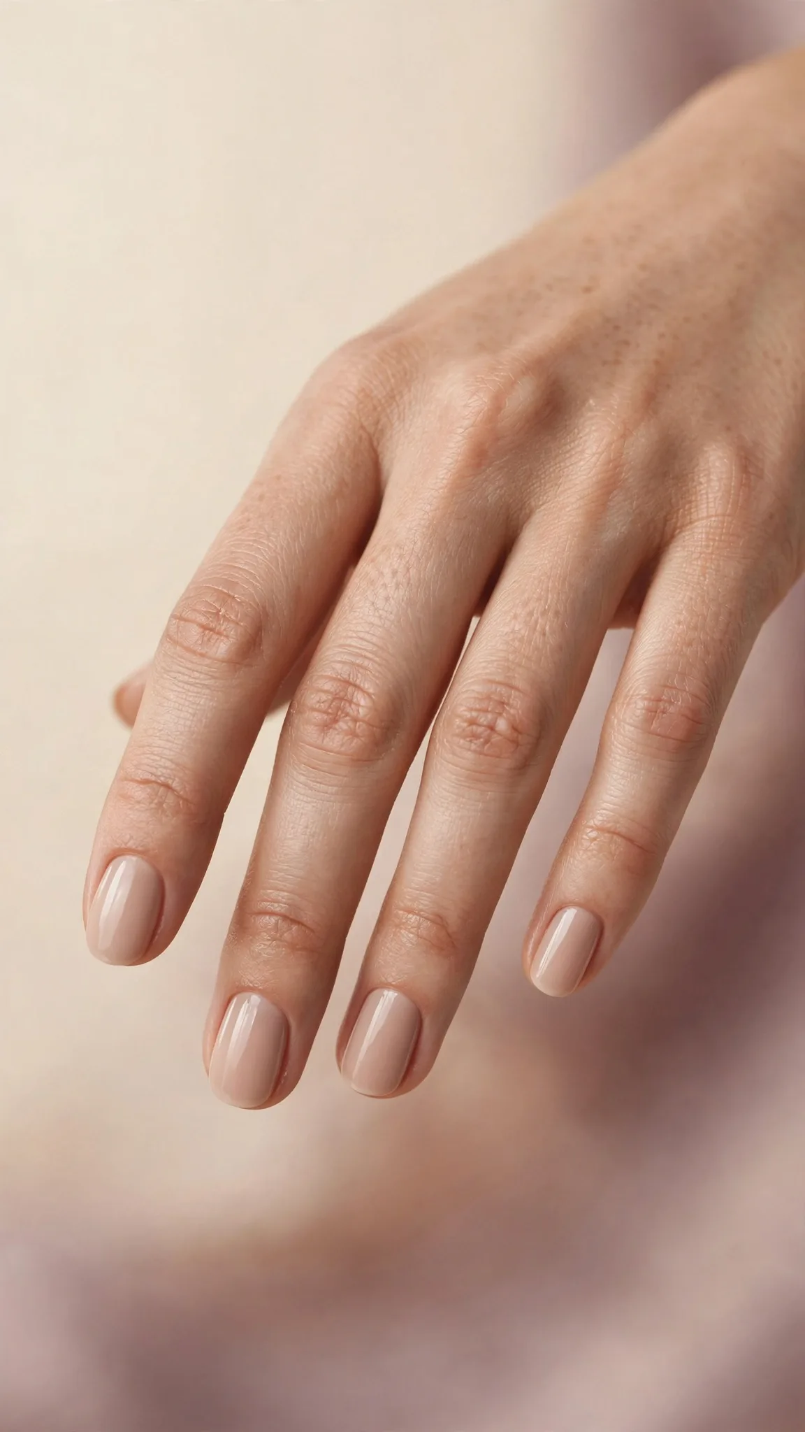 U&ntilde;as cortas en tono nude elegante brillante