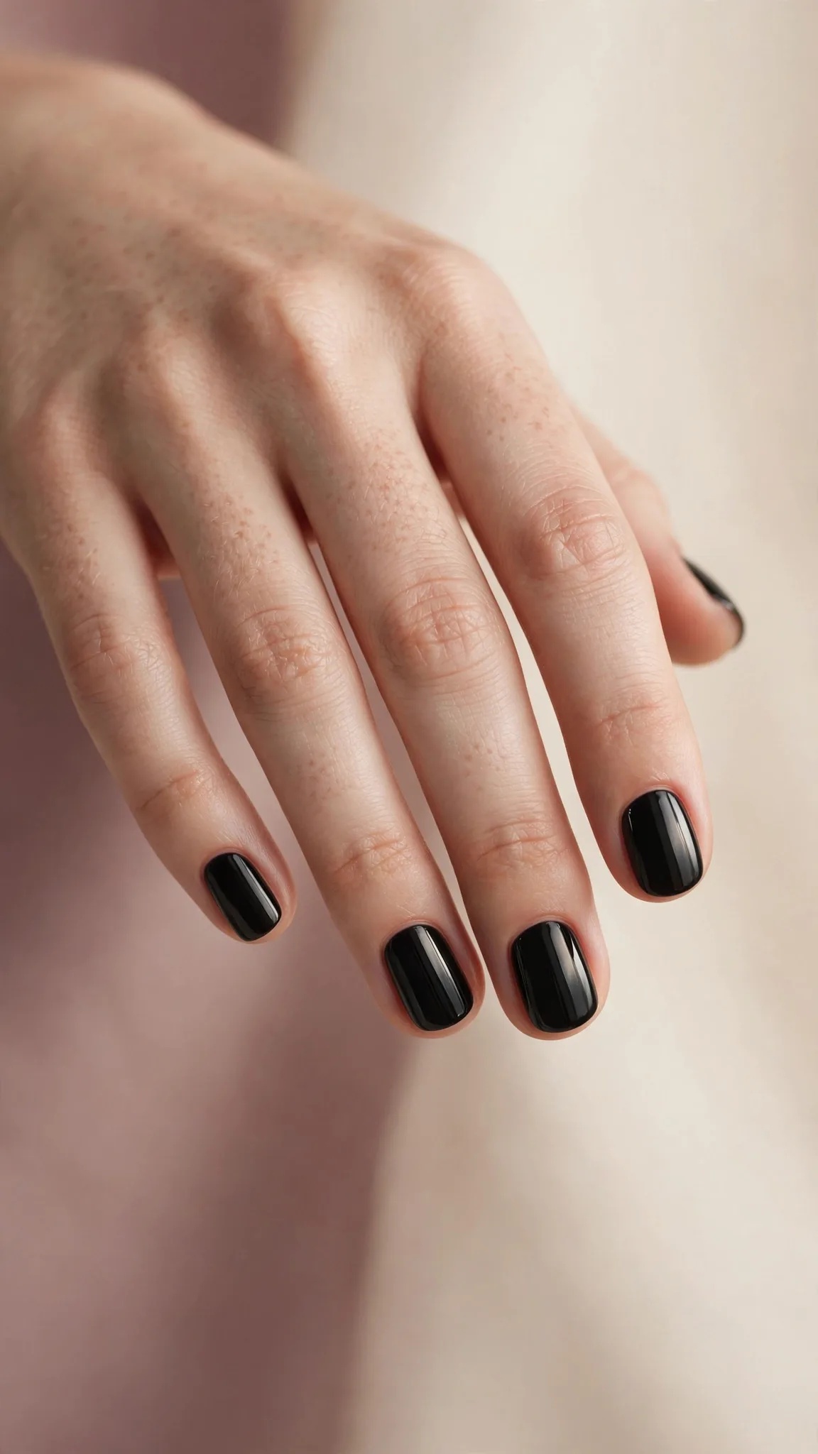 U&ntilde;as cortas en negro elegante brillante