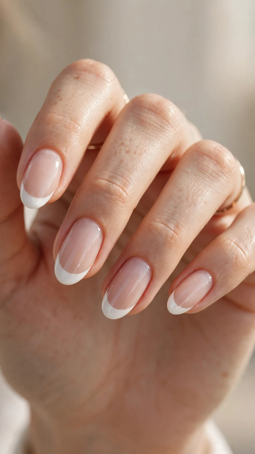 Classic white French tip nails