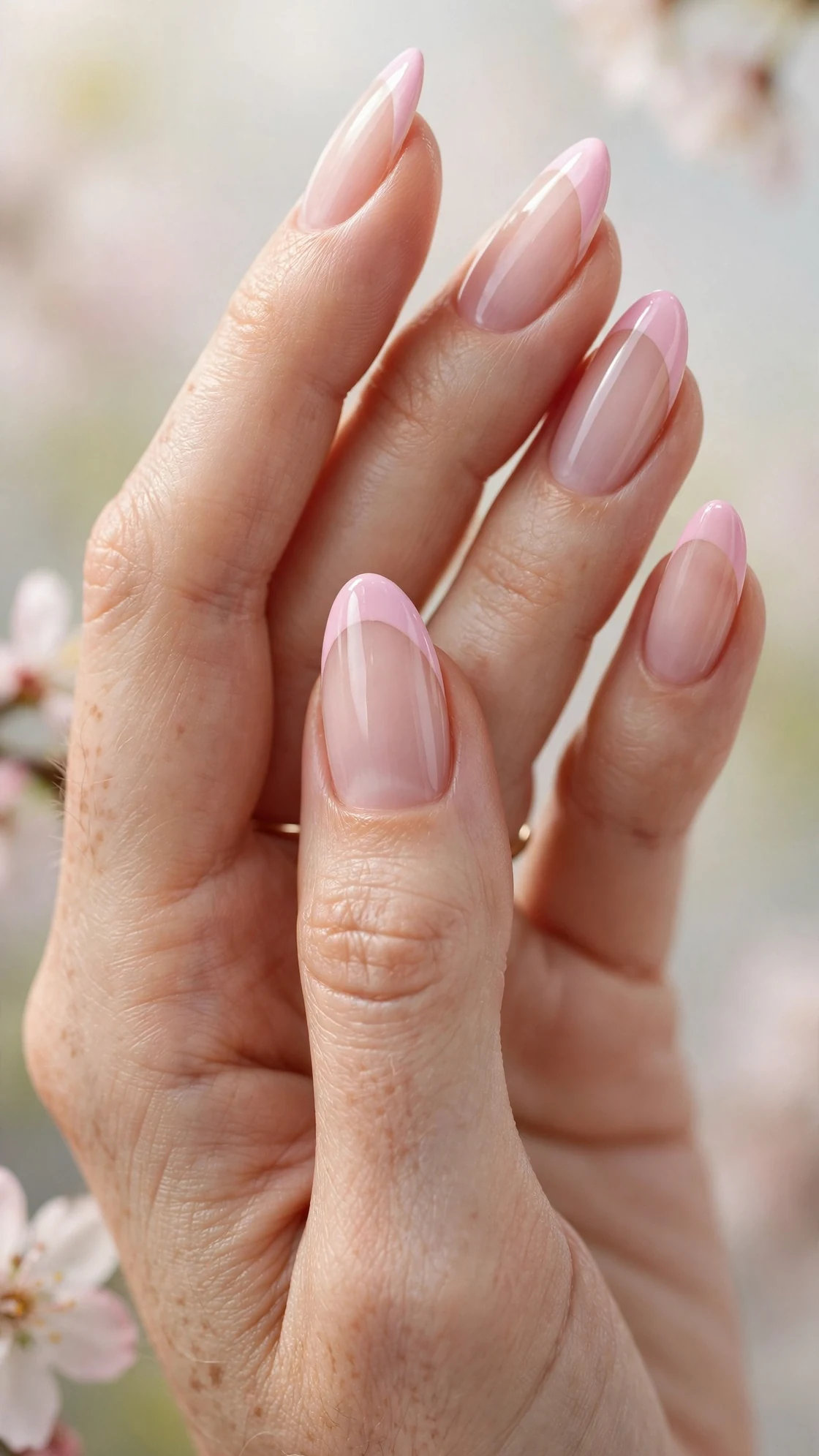 Baby pink French tip nails