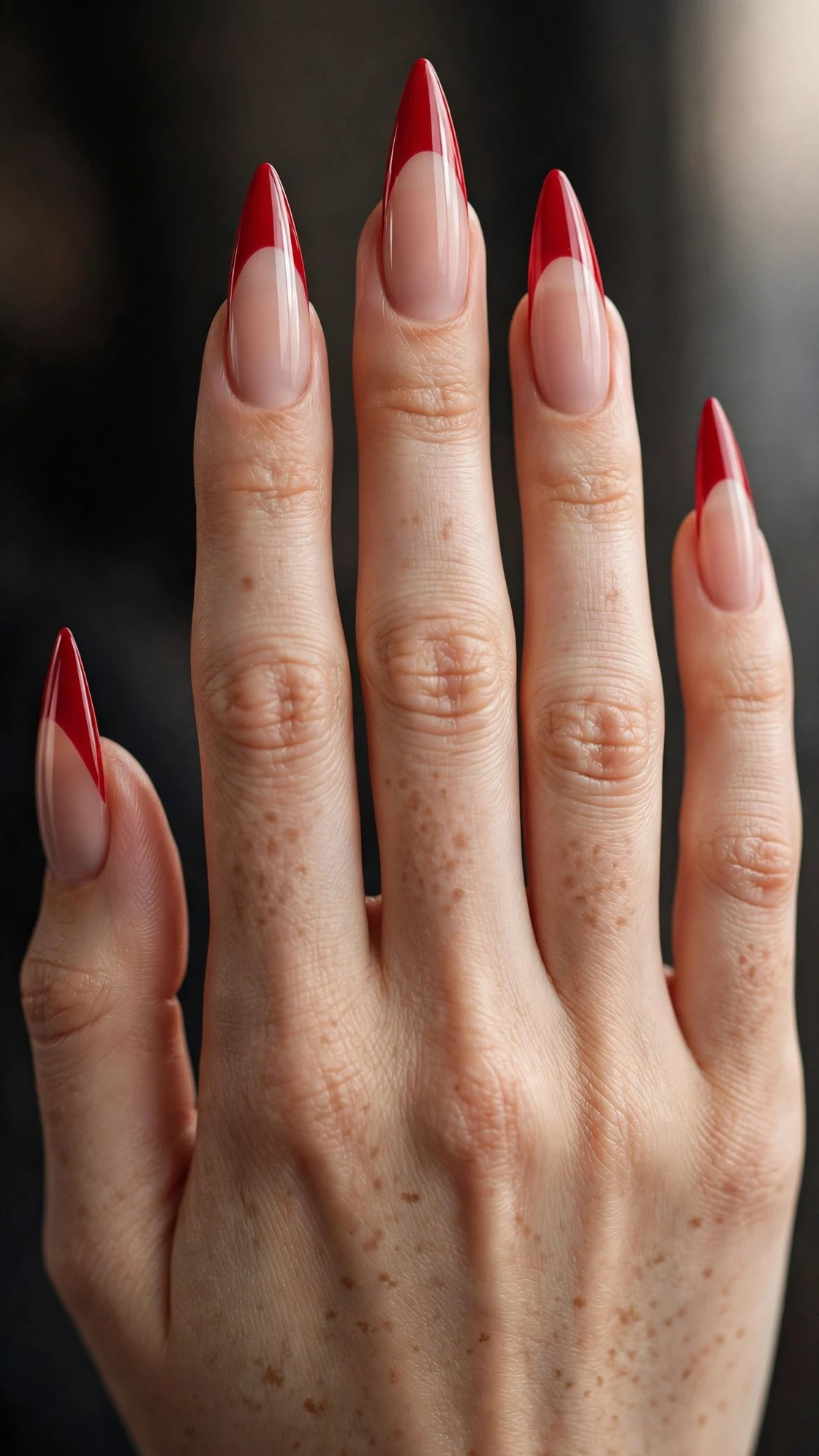 Cherry red French tip nails