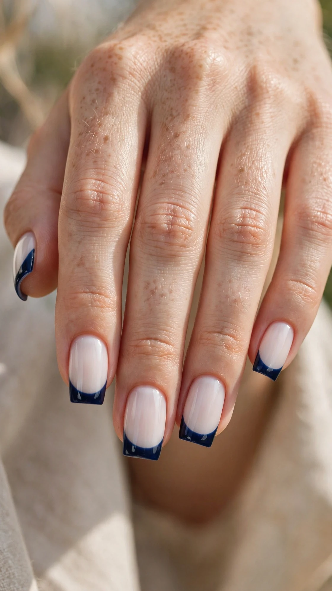 Midnight navy French tip nails
