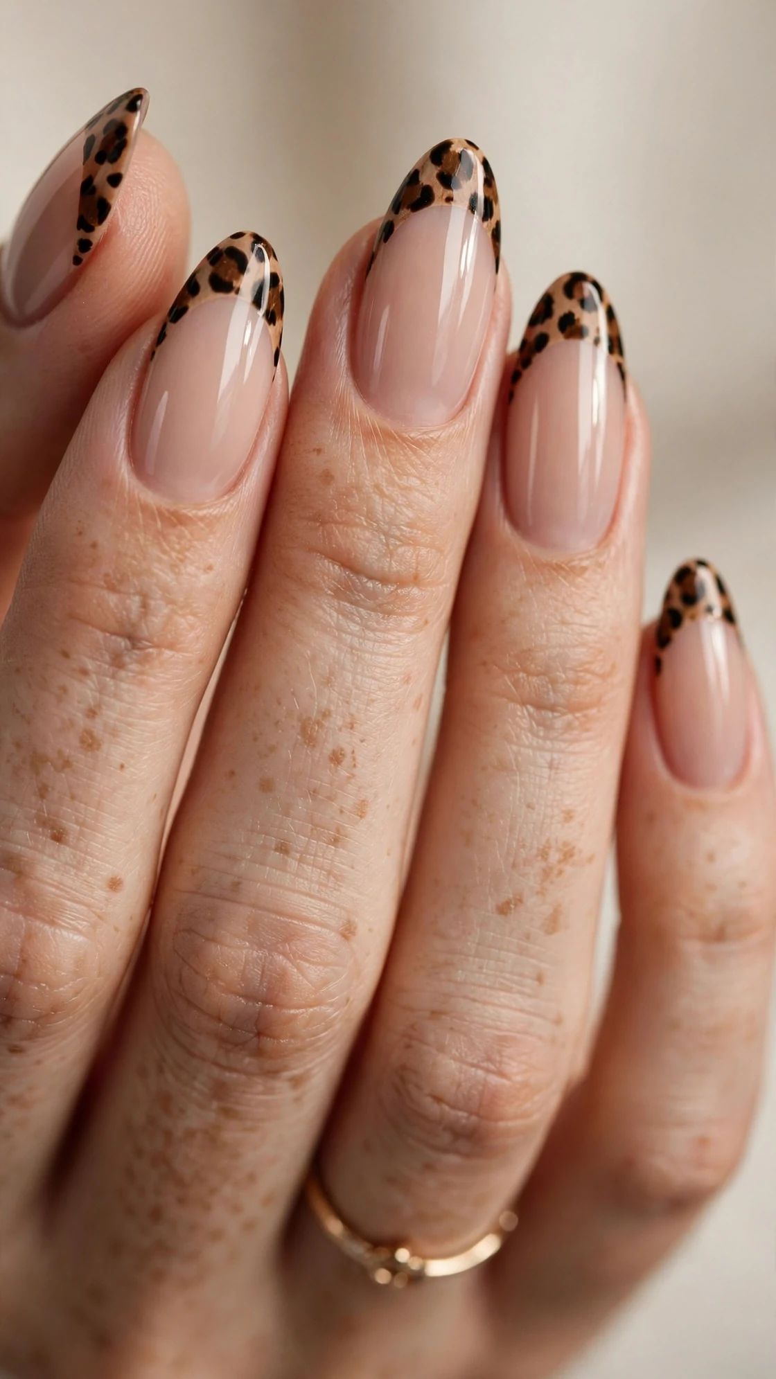 Leopard print French tip nails