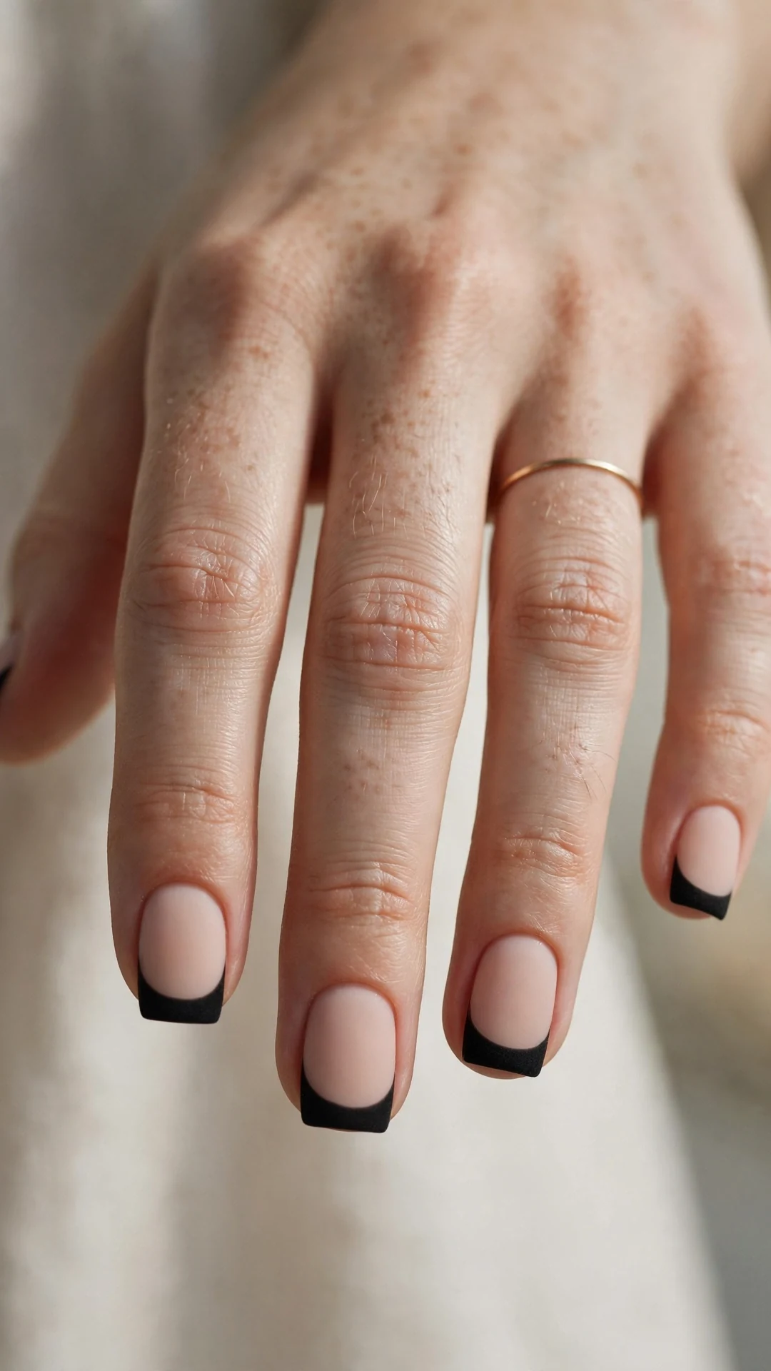 Matte black French tip nails