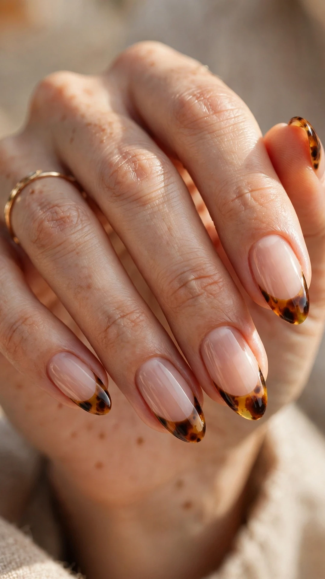 Tortoiseshell French tip nails