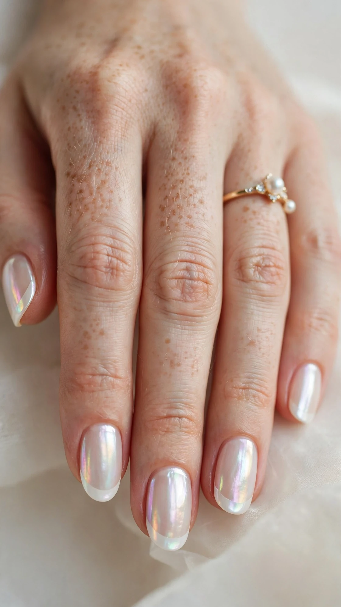 Pearl French tip nails