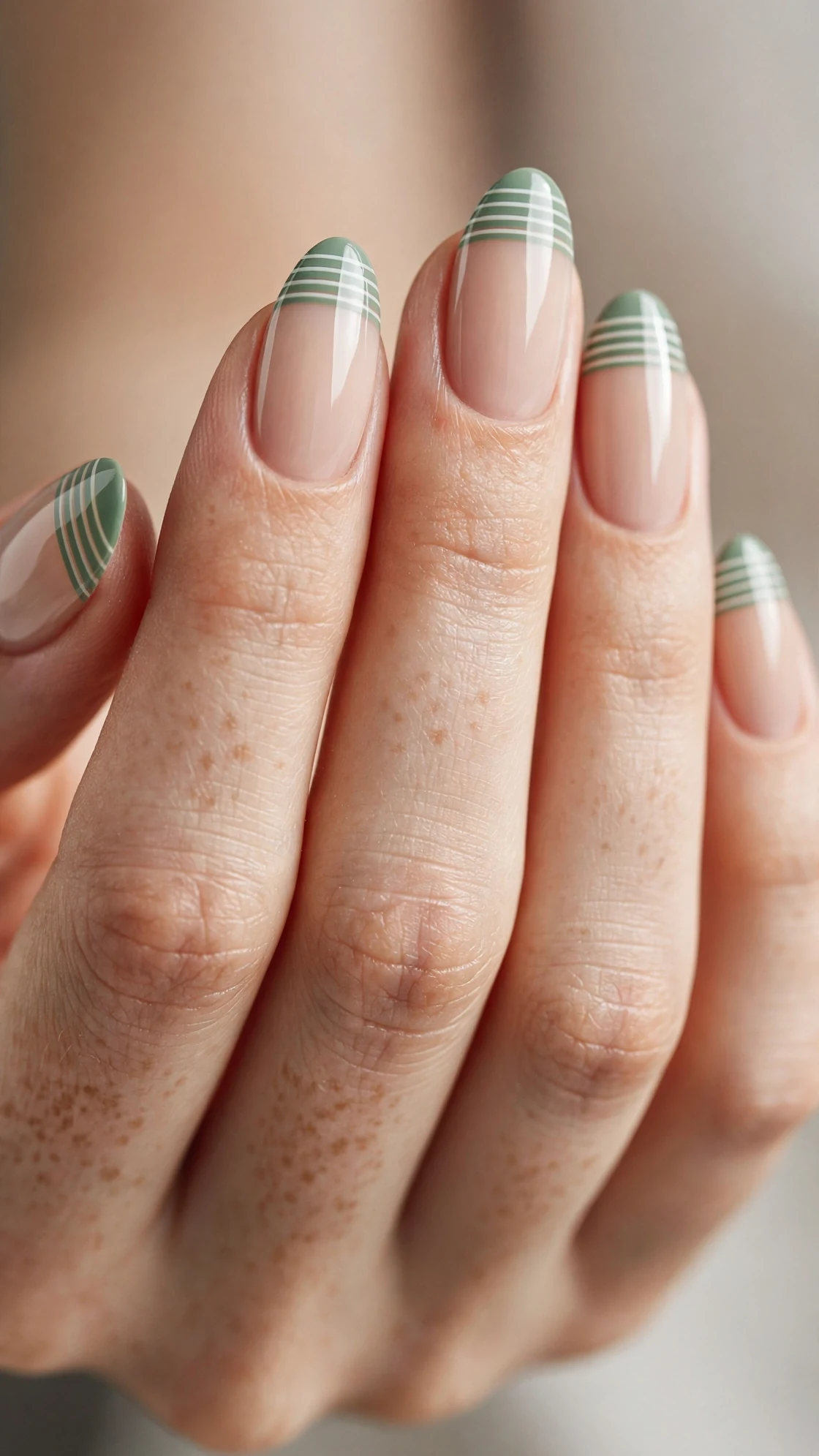 Striped French tip nails