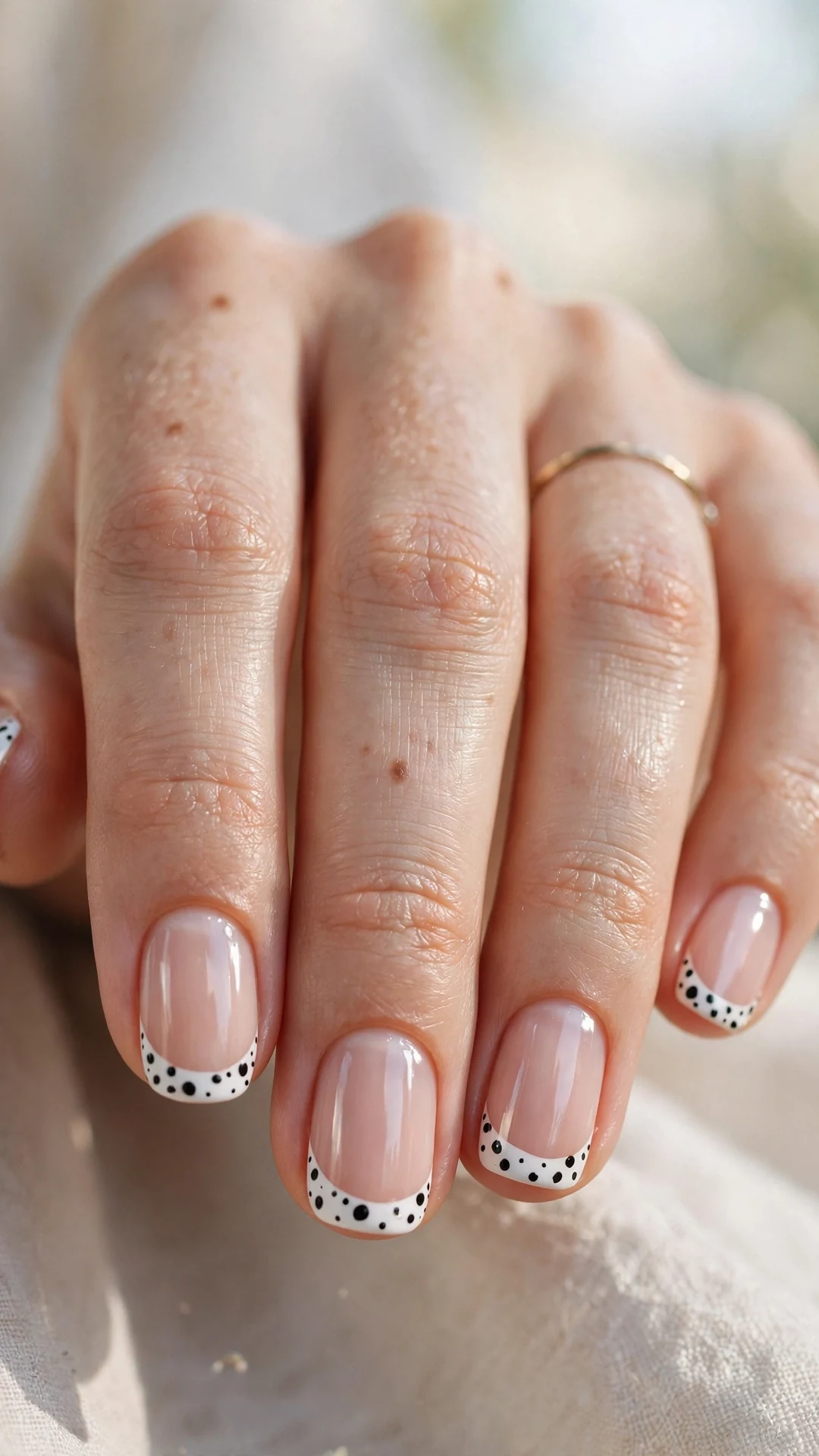 Polka-dot French tip nails