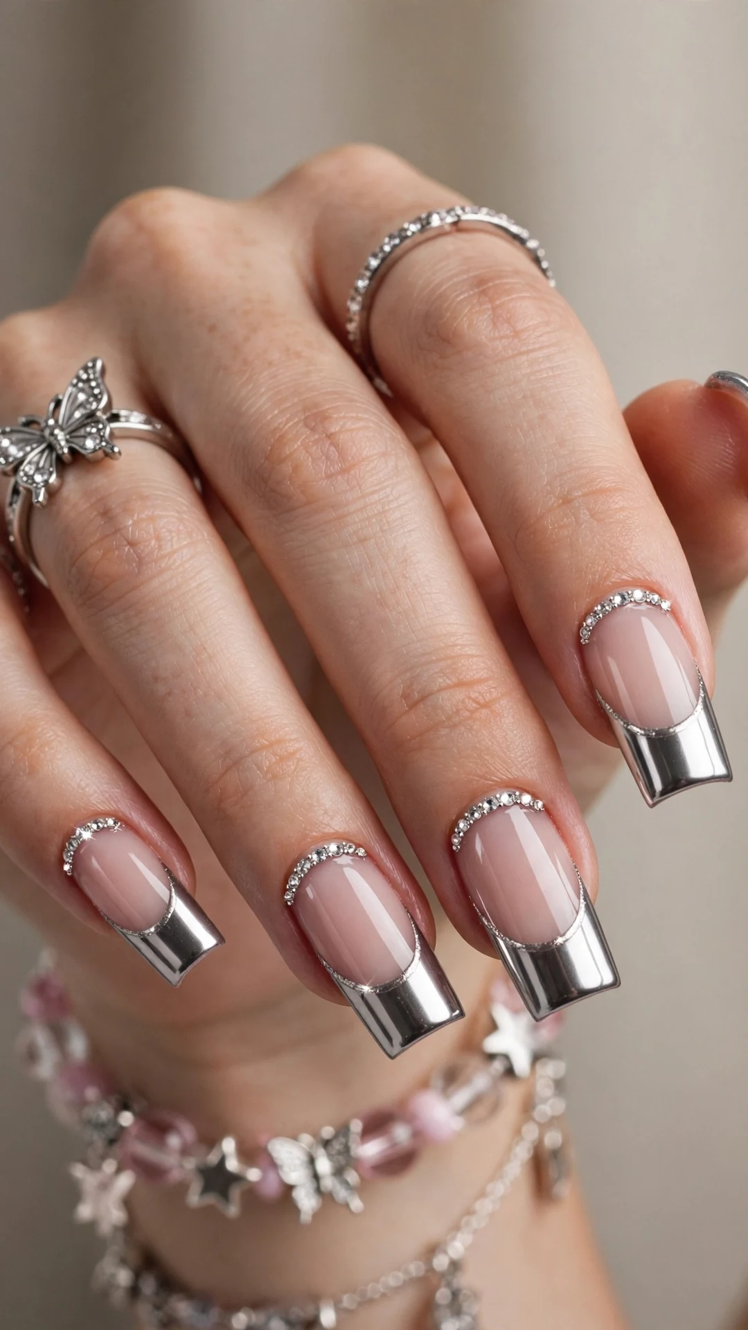 Y2K French tip nails