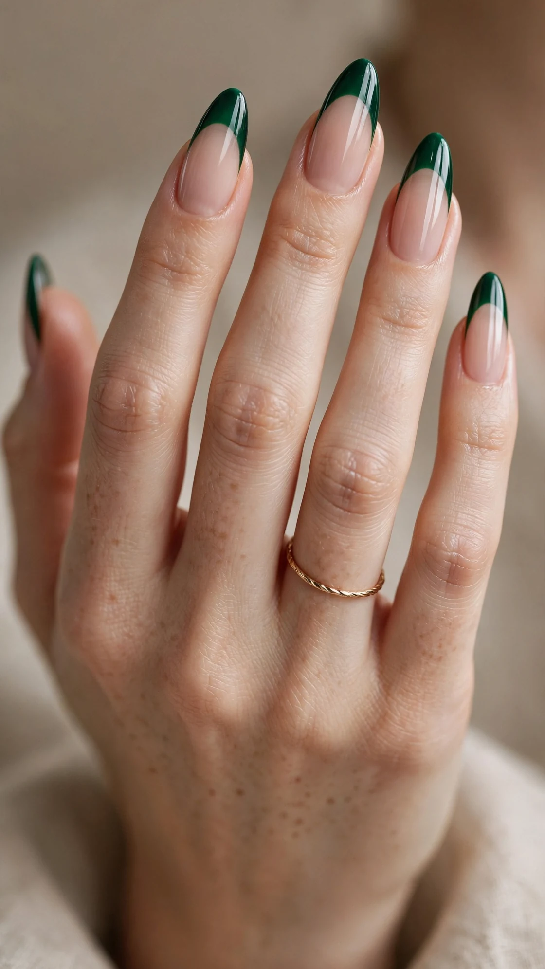 Emerald green French tip nails