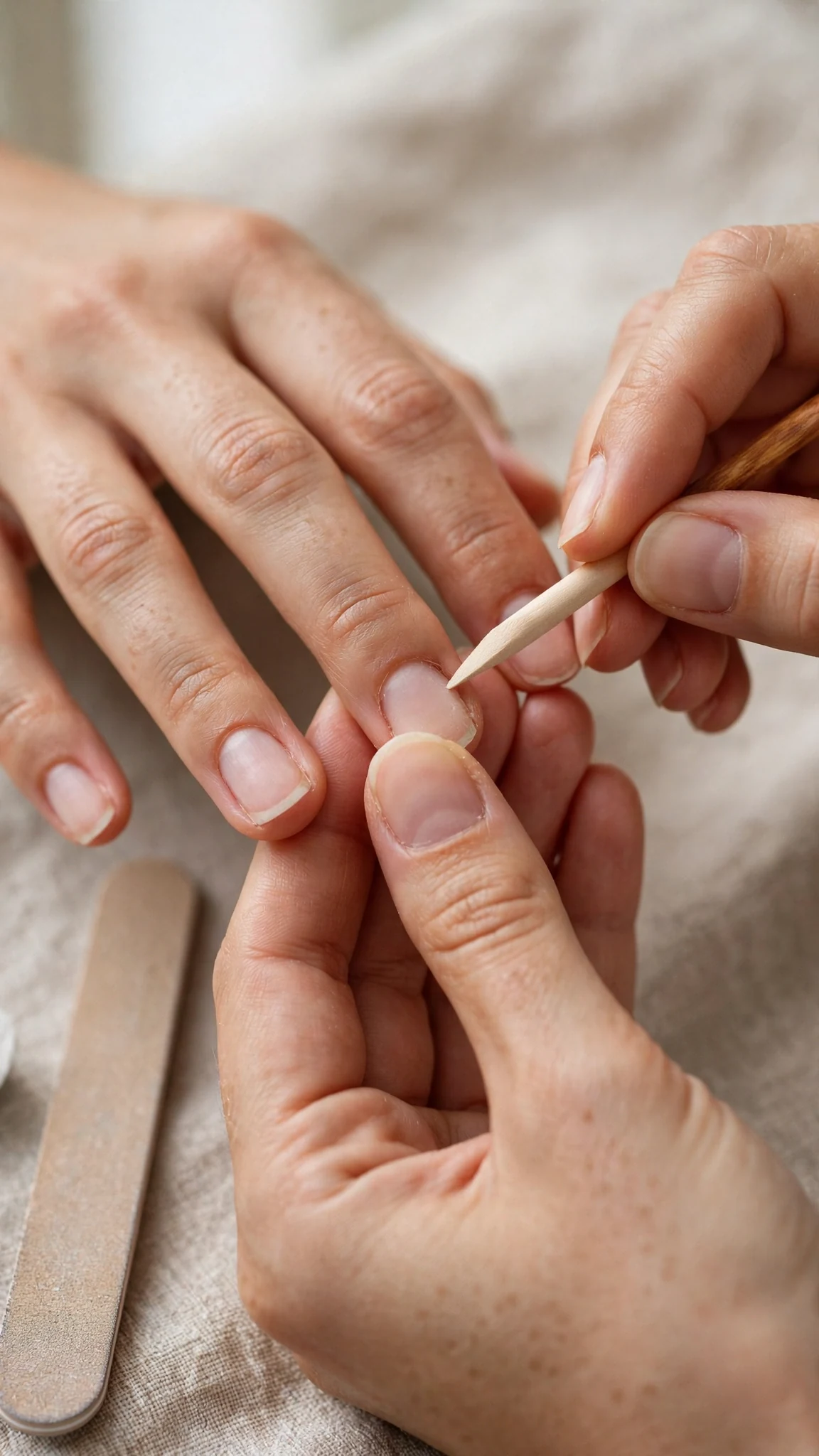 Pushing back cuticles during nail prep