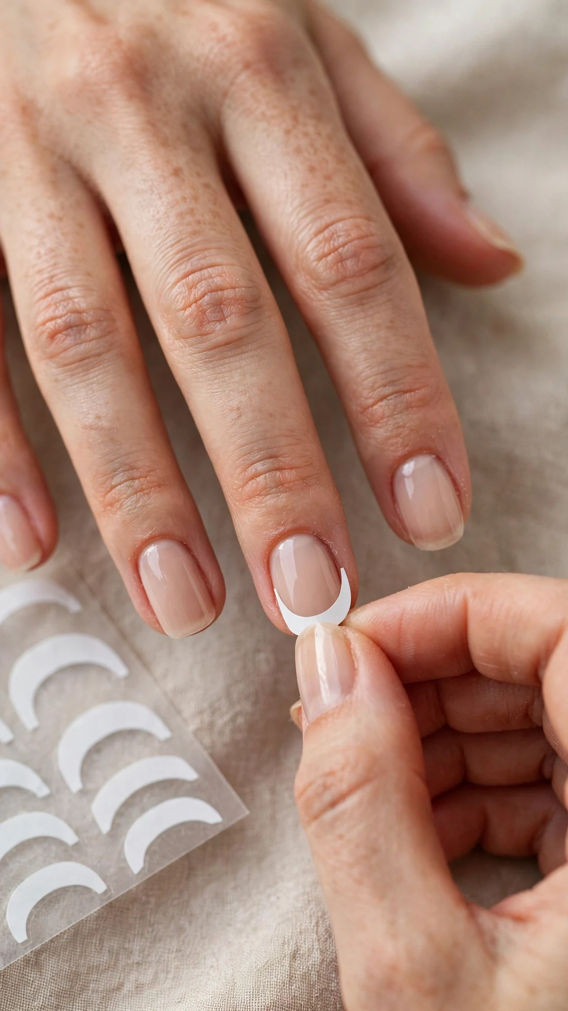 Applying French tip guide stickers