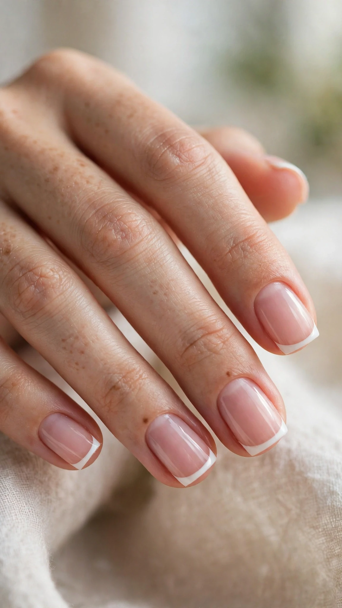 Micro French tips on short nails