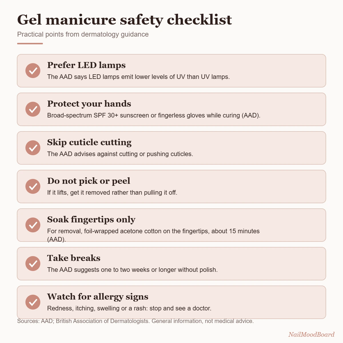 Gel manicure safety checklist