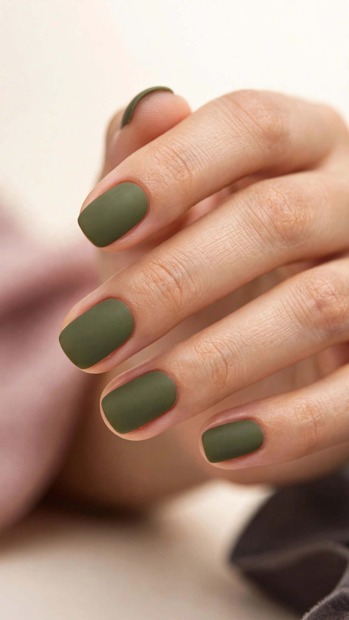 Matte olive green nails