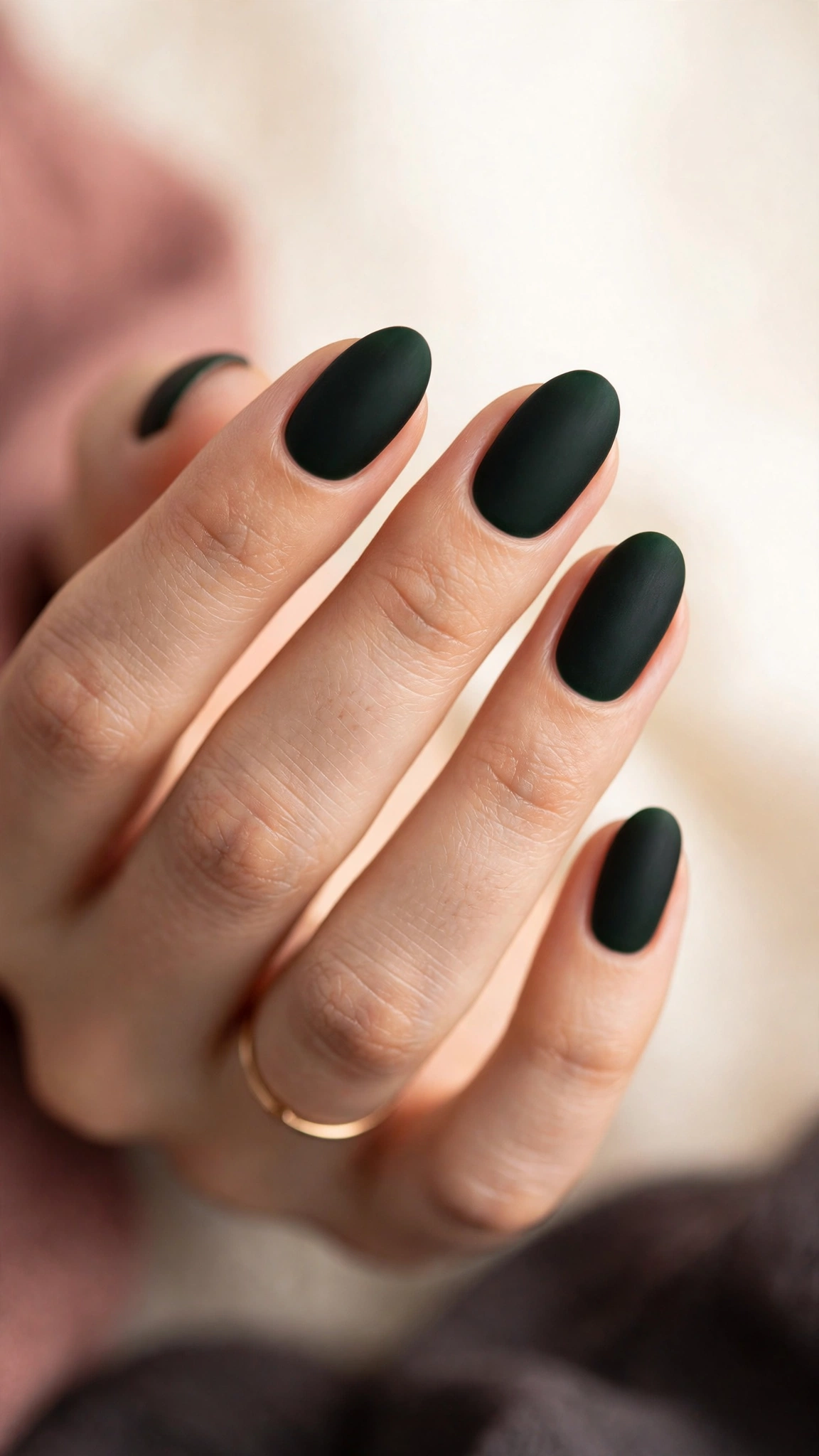 Matte deep pine green nails