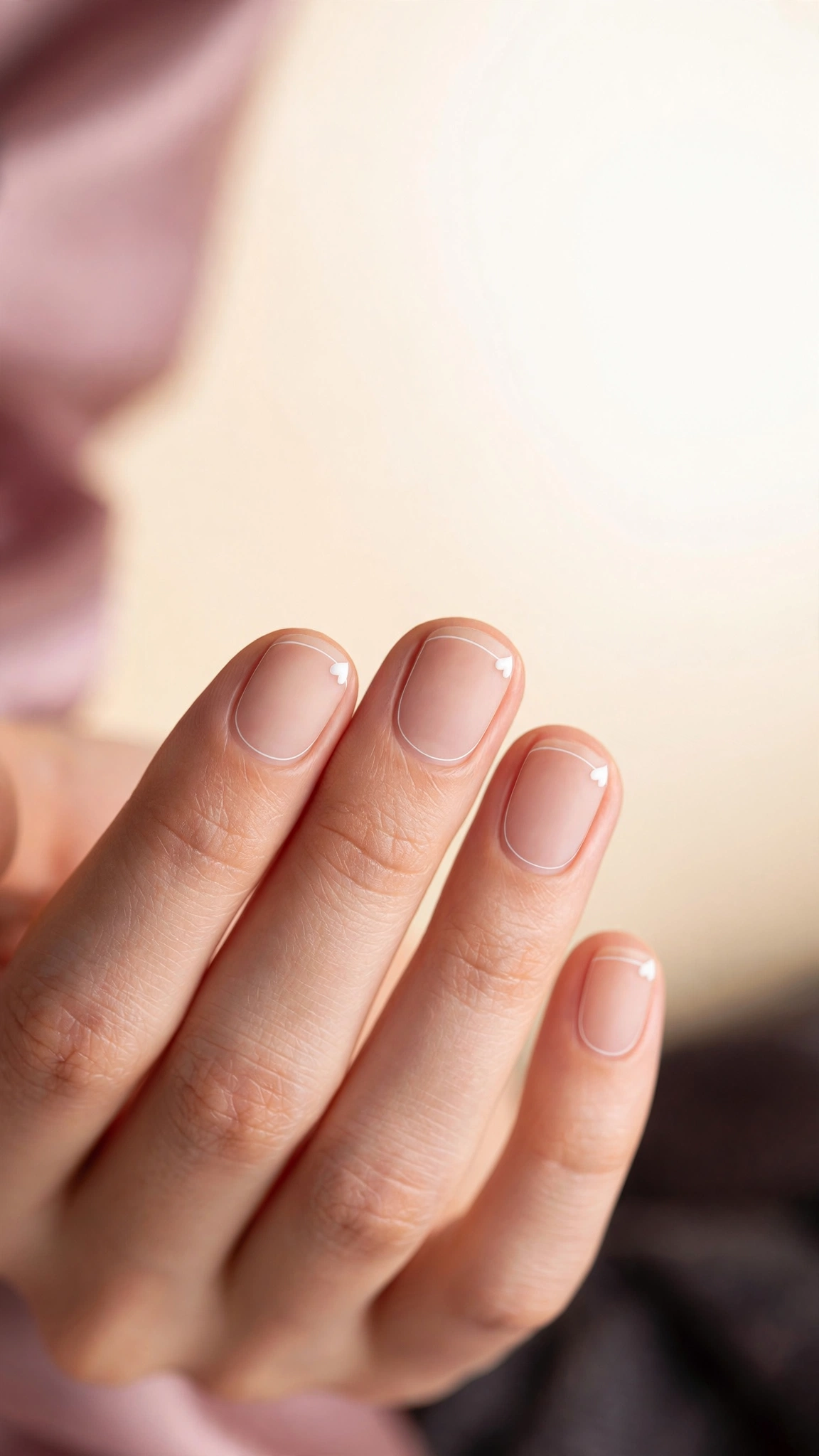 Micro French tips with miniature heart detail