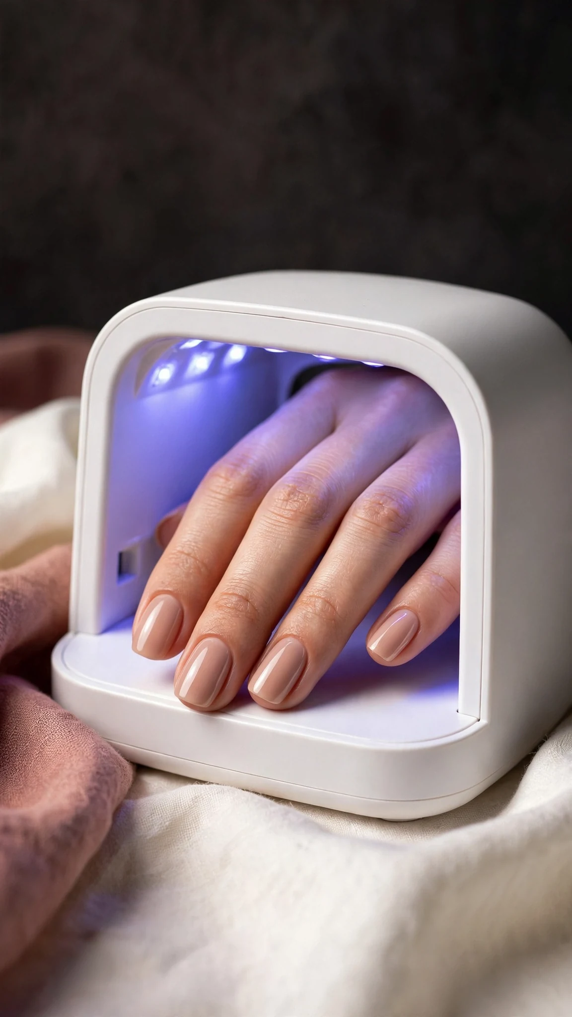 UV LED nail lamp timer display close-up showing proper curing time settings for gel polish layers