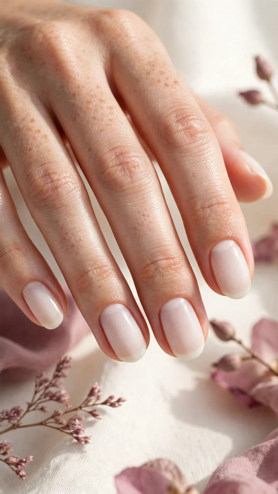 Natural oval milky white nails, your nails but better look