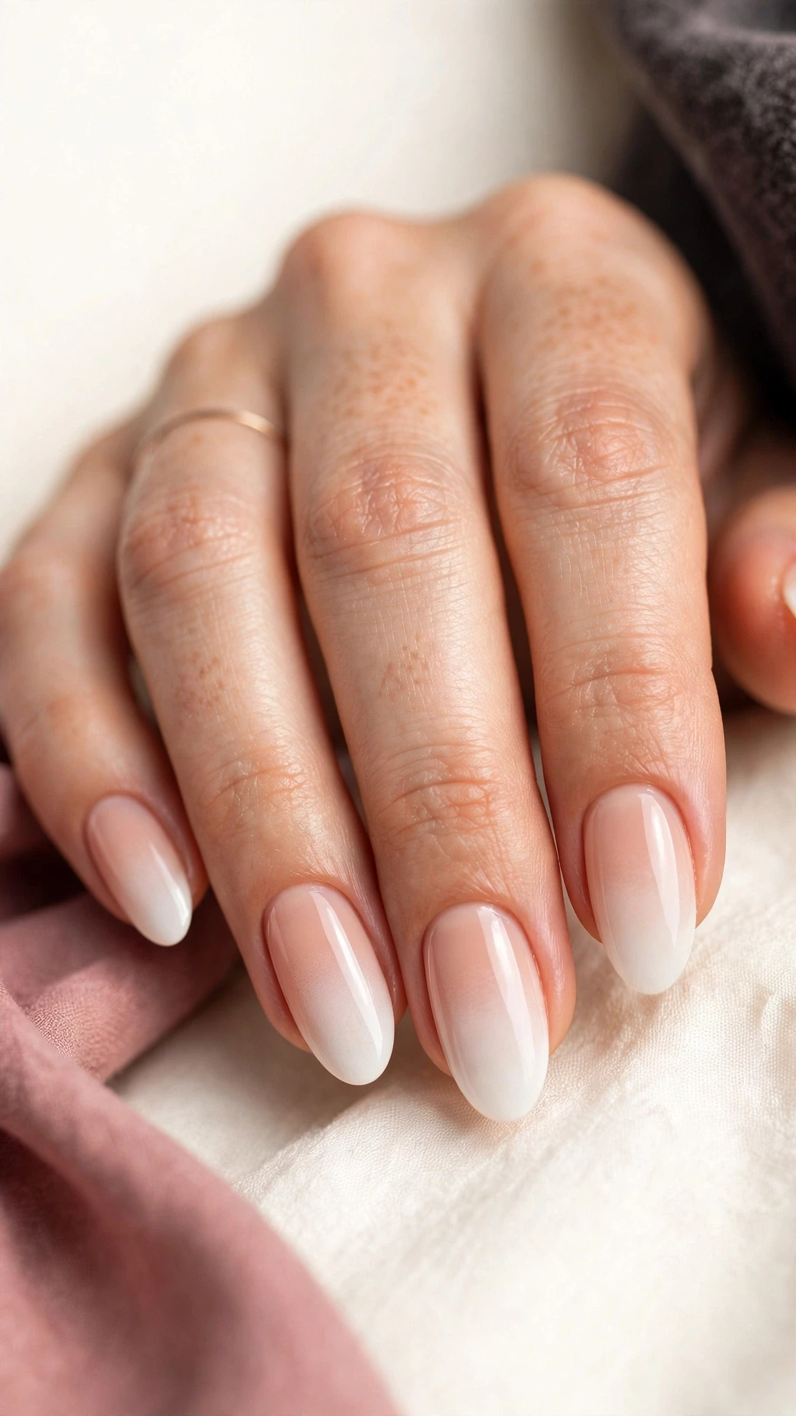 Babyboomer Nageldesign Ideen mit sanftem Verlauf