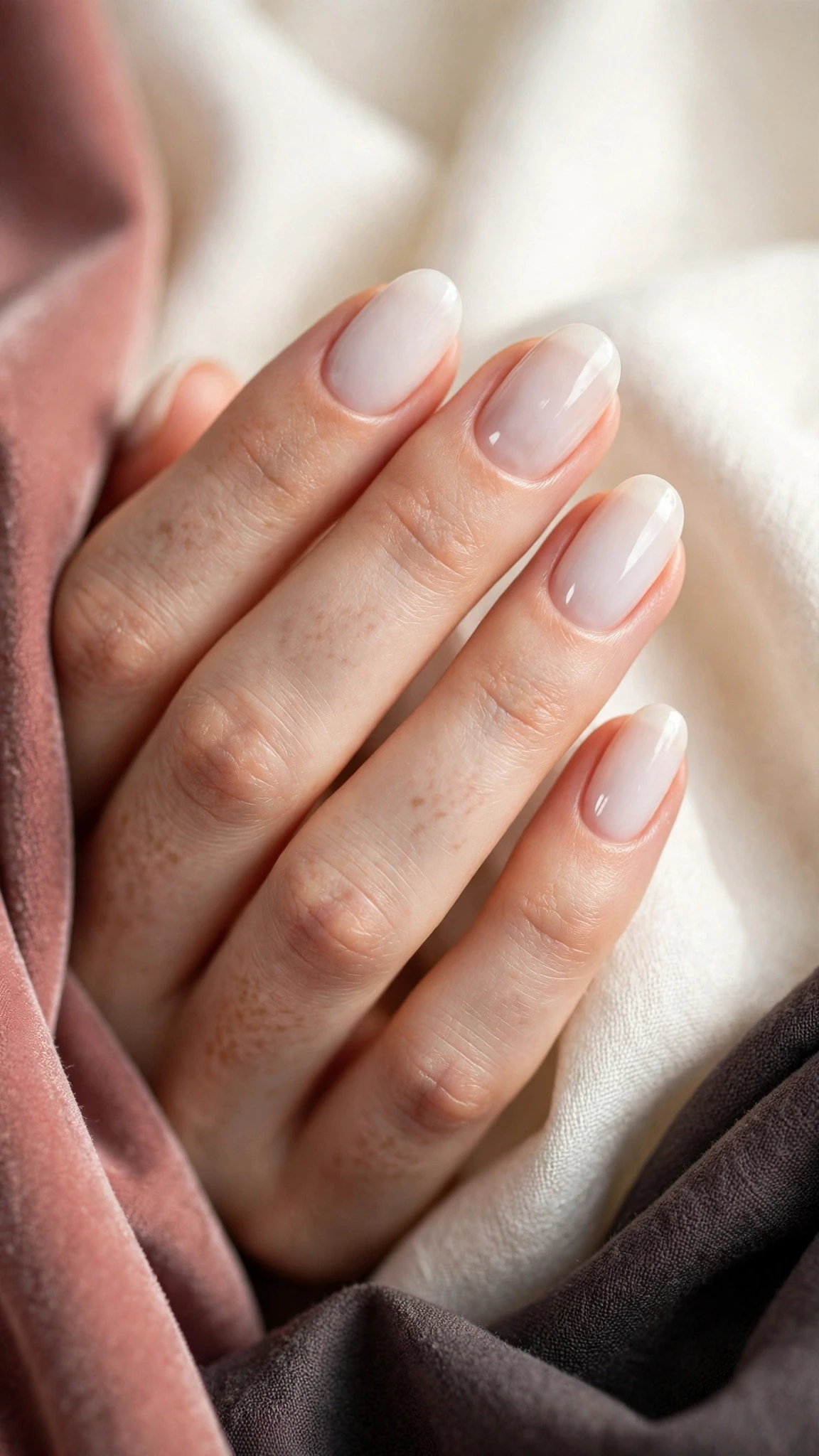 Milchig-wei&szlig;e Nageldesign Ideen mit zartem Schimmer