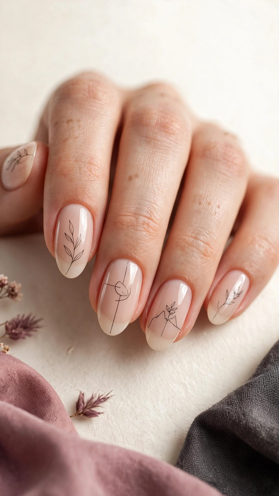 Minimalistische Nageldesign Ideen mit feinen Linien