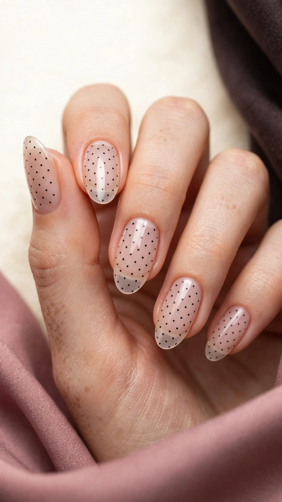Nageldesign Ideen mit minimalistischem Punktmuster