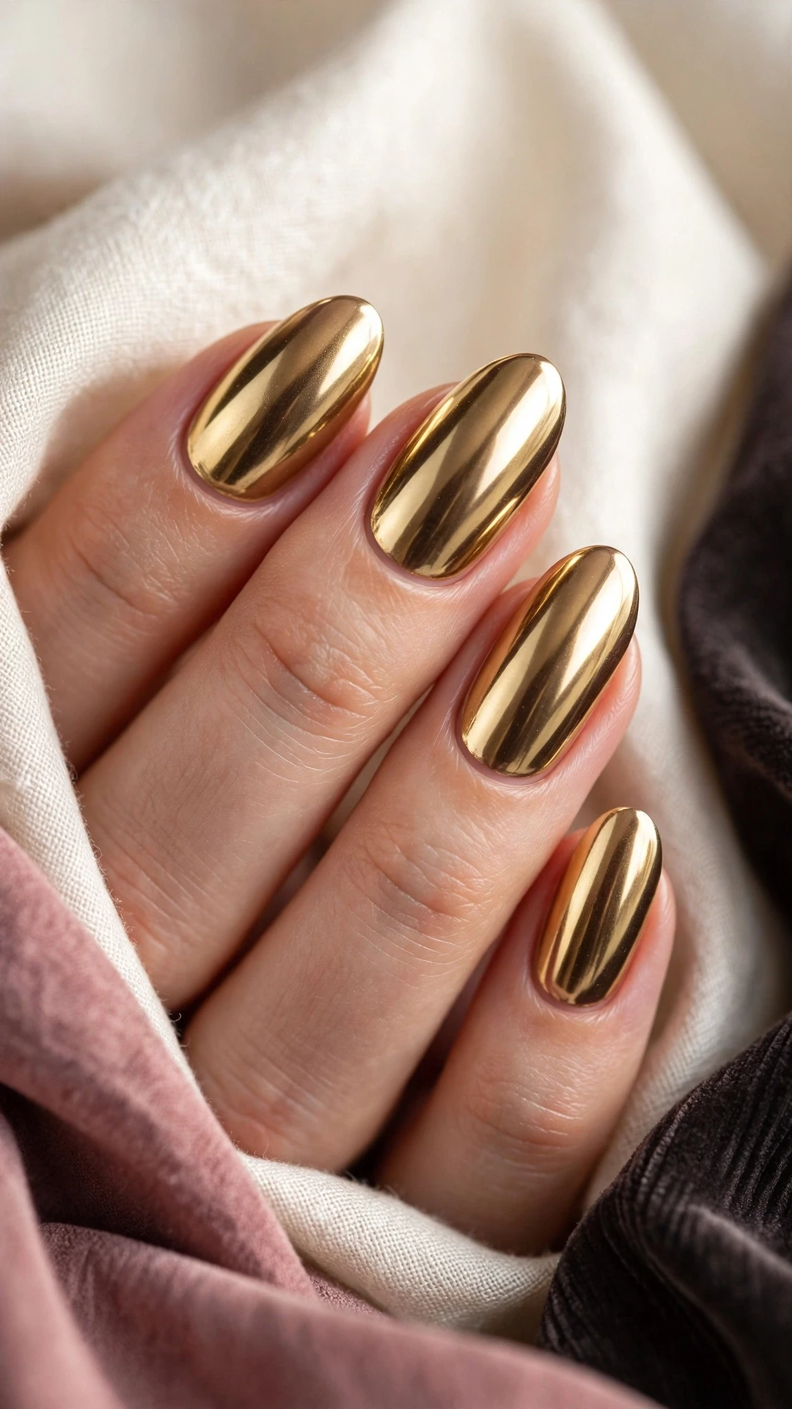 Goldene Chrom Nageldesign Ideen in luxuri&ouml;sem Metallic