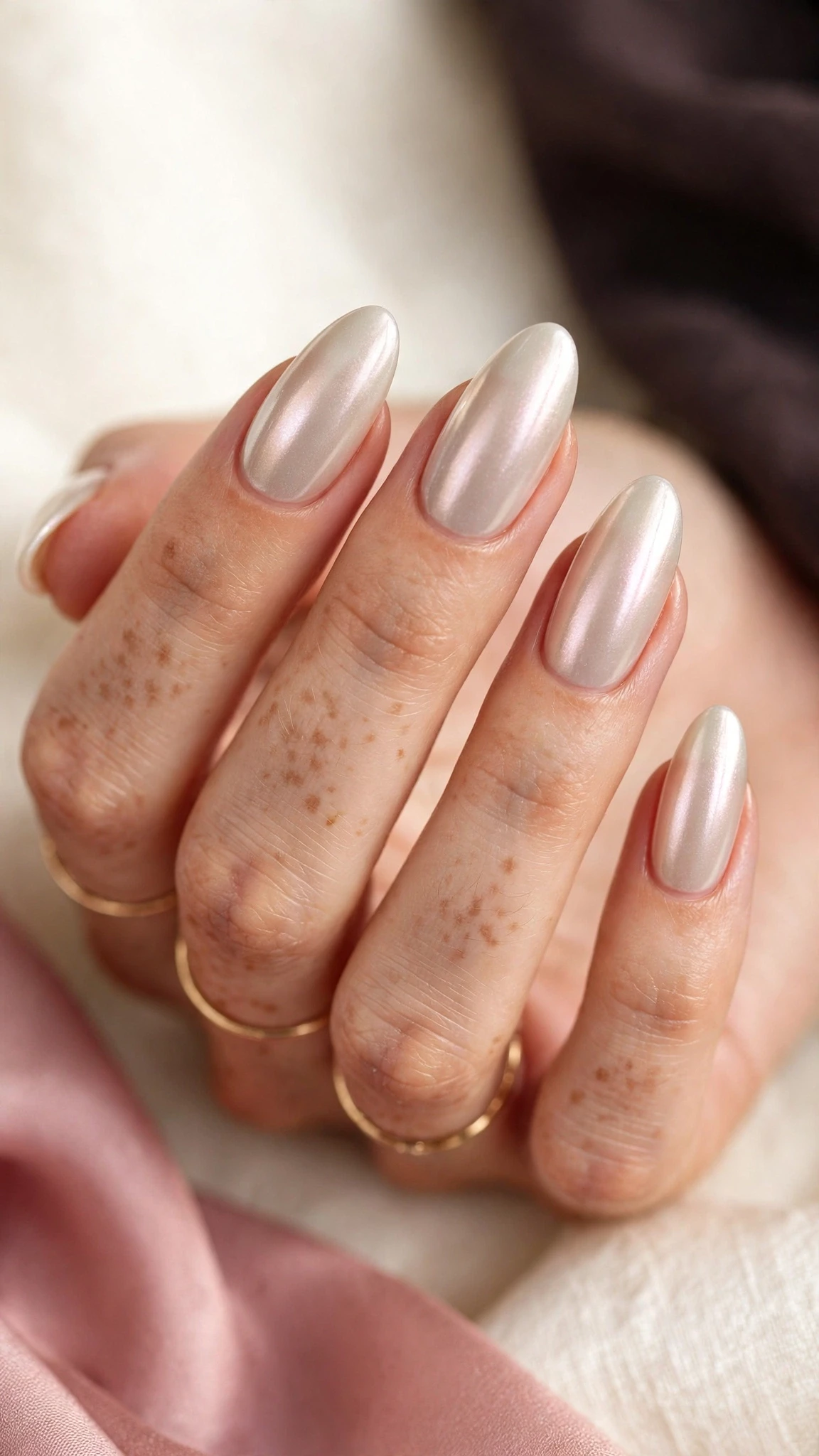 Perlmutt Glazed Nageldesign Ideen mit zartem Schimmer