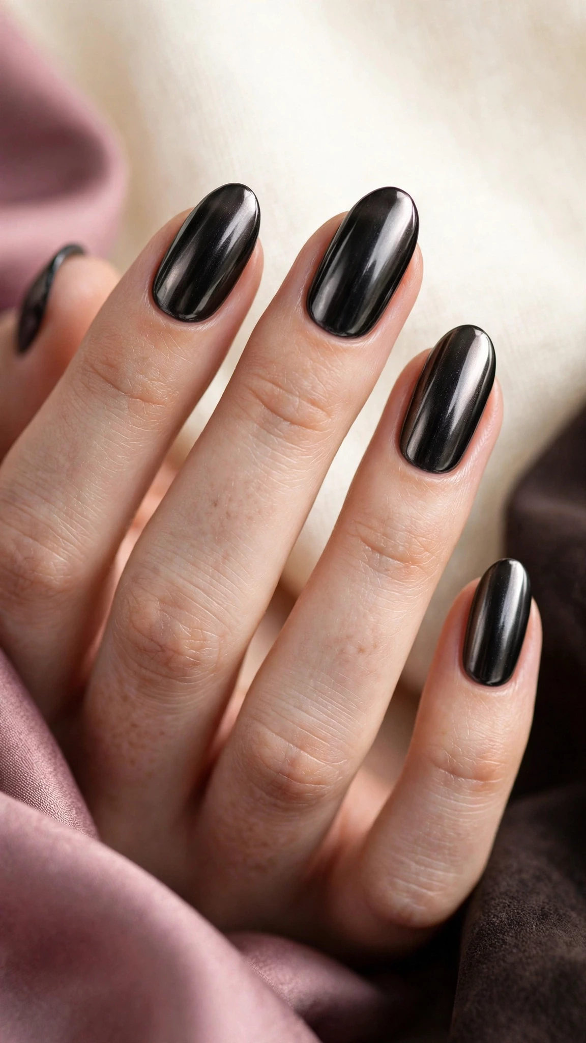 Dunkle Chrom Nageldesign Ideen in Schwarz-Metallic