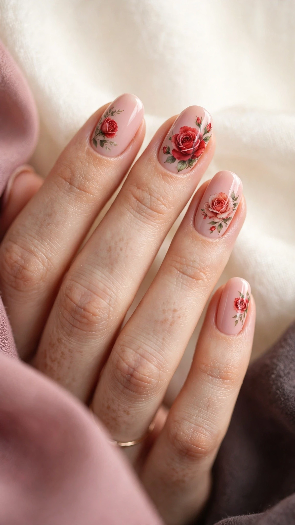 Nageldesign Ideen mit roten Rosen