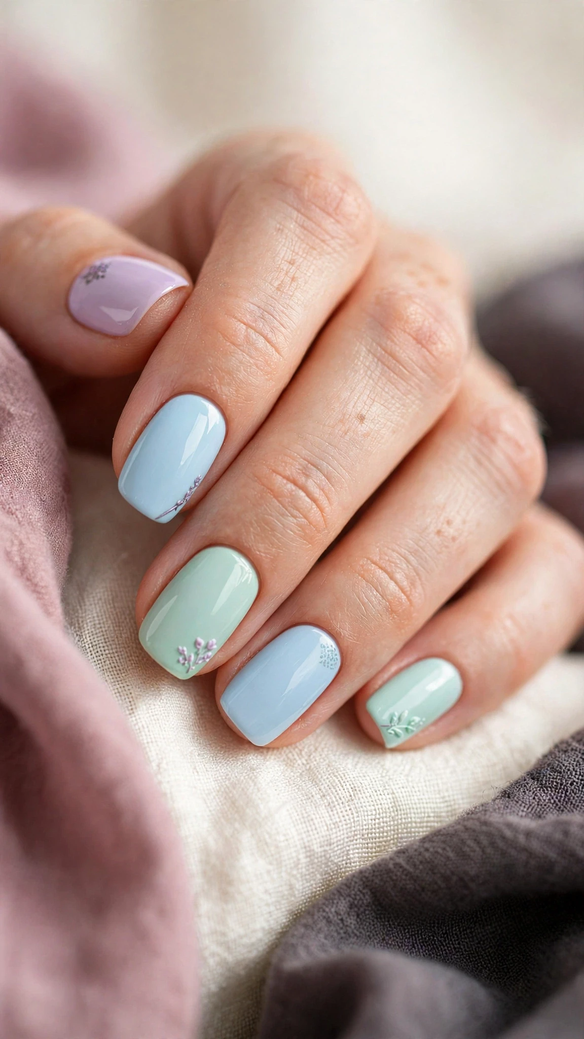 Fr&uuml;hlingshafte Pastell Nageldesign Ideen