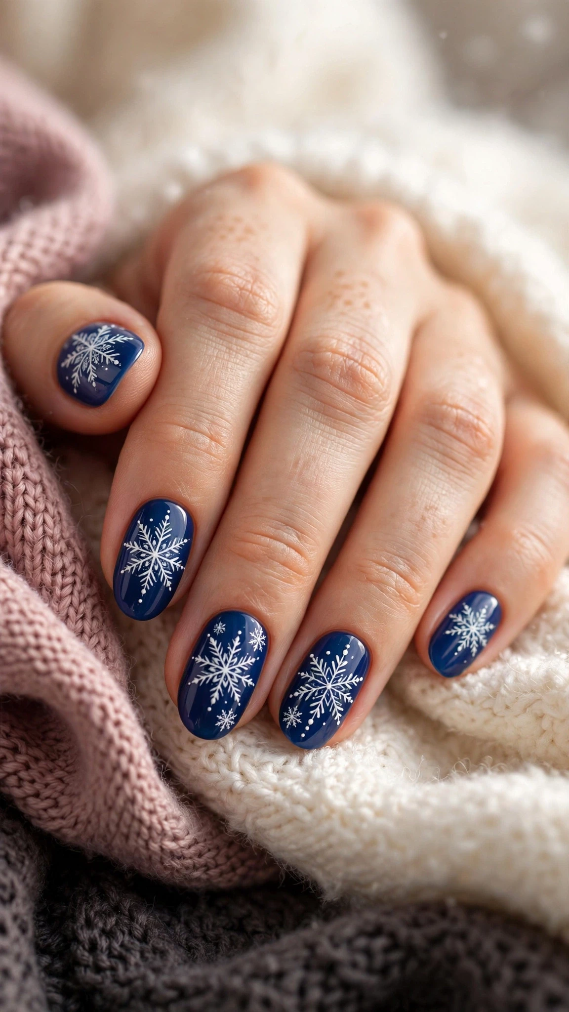 Winterliche Nageldesign Ideen mit Schneeflocken