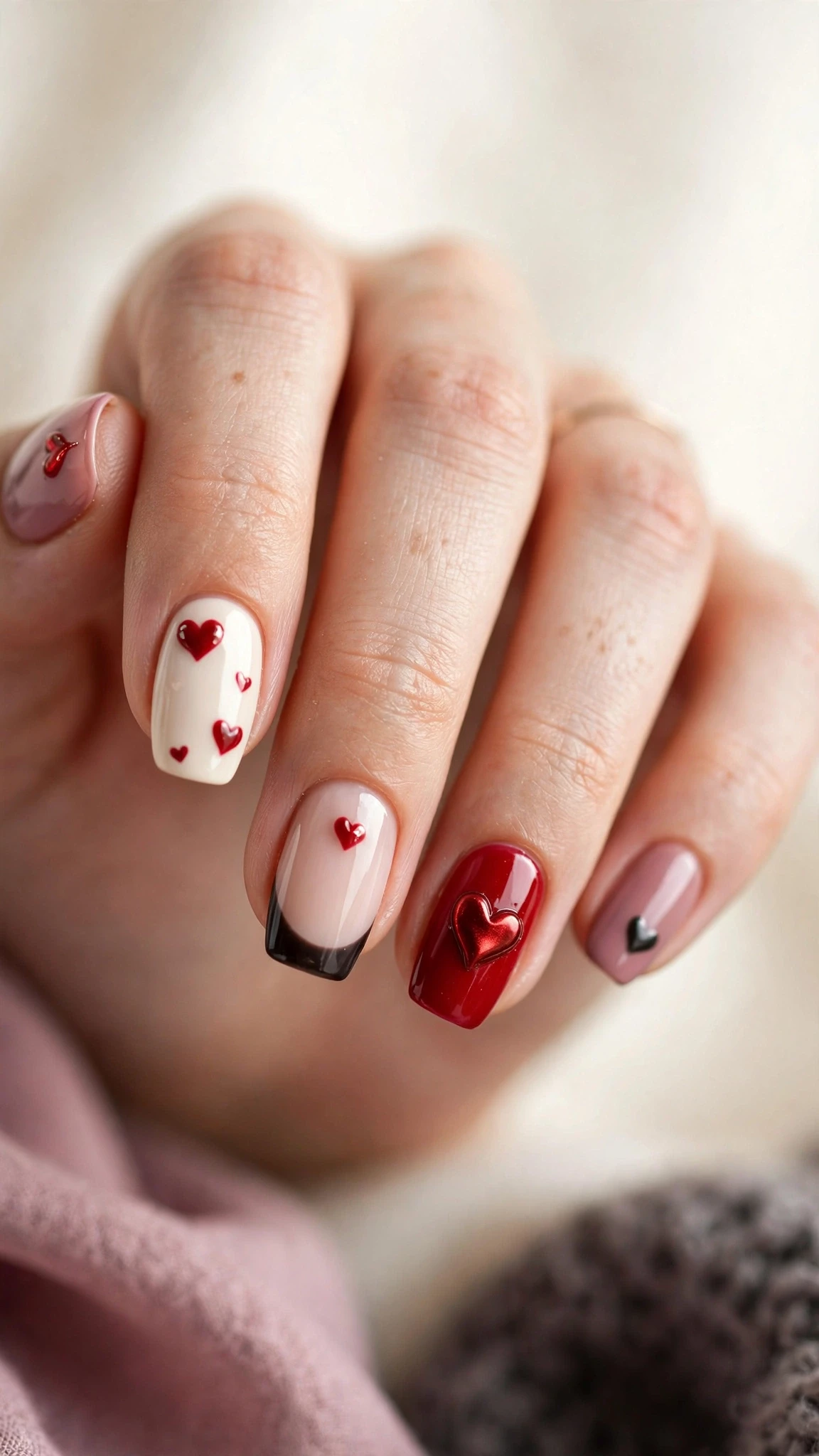 Herz Nageldesign Ideen zum Valentinstag