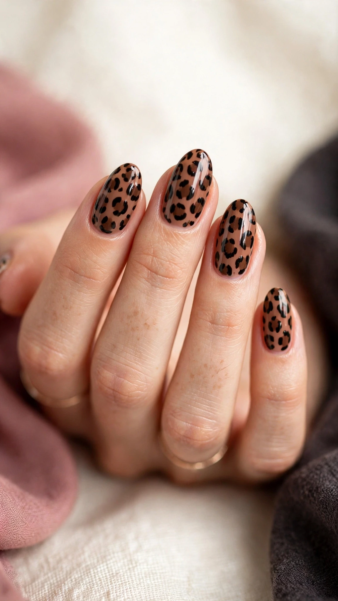 Leo Muster Nageldesign Ideen in Braun und Schwarz