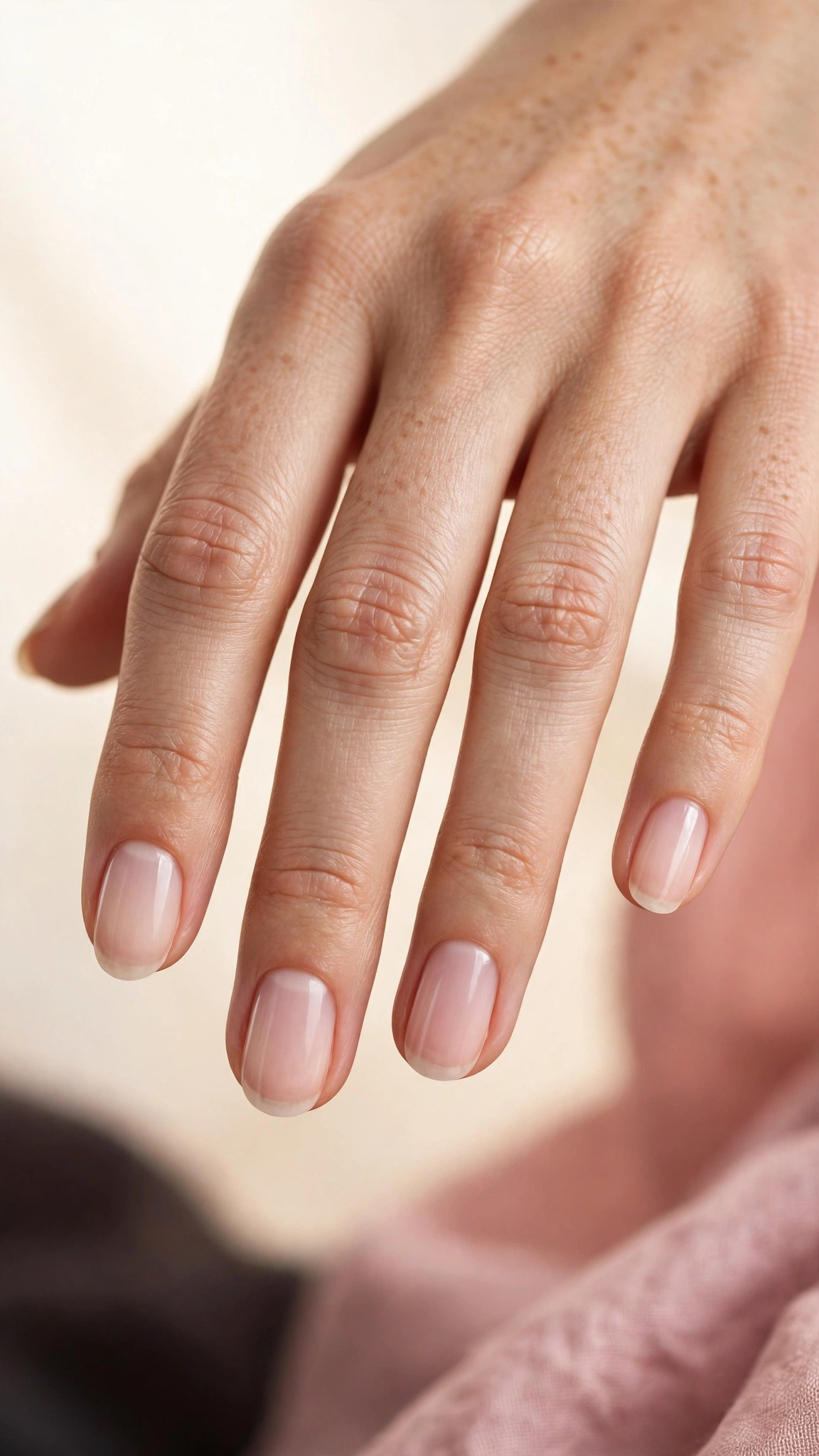 Sheer pale pink wash natural nails