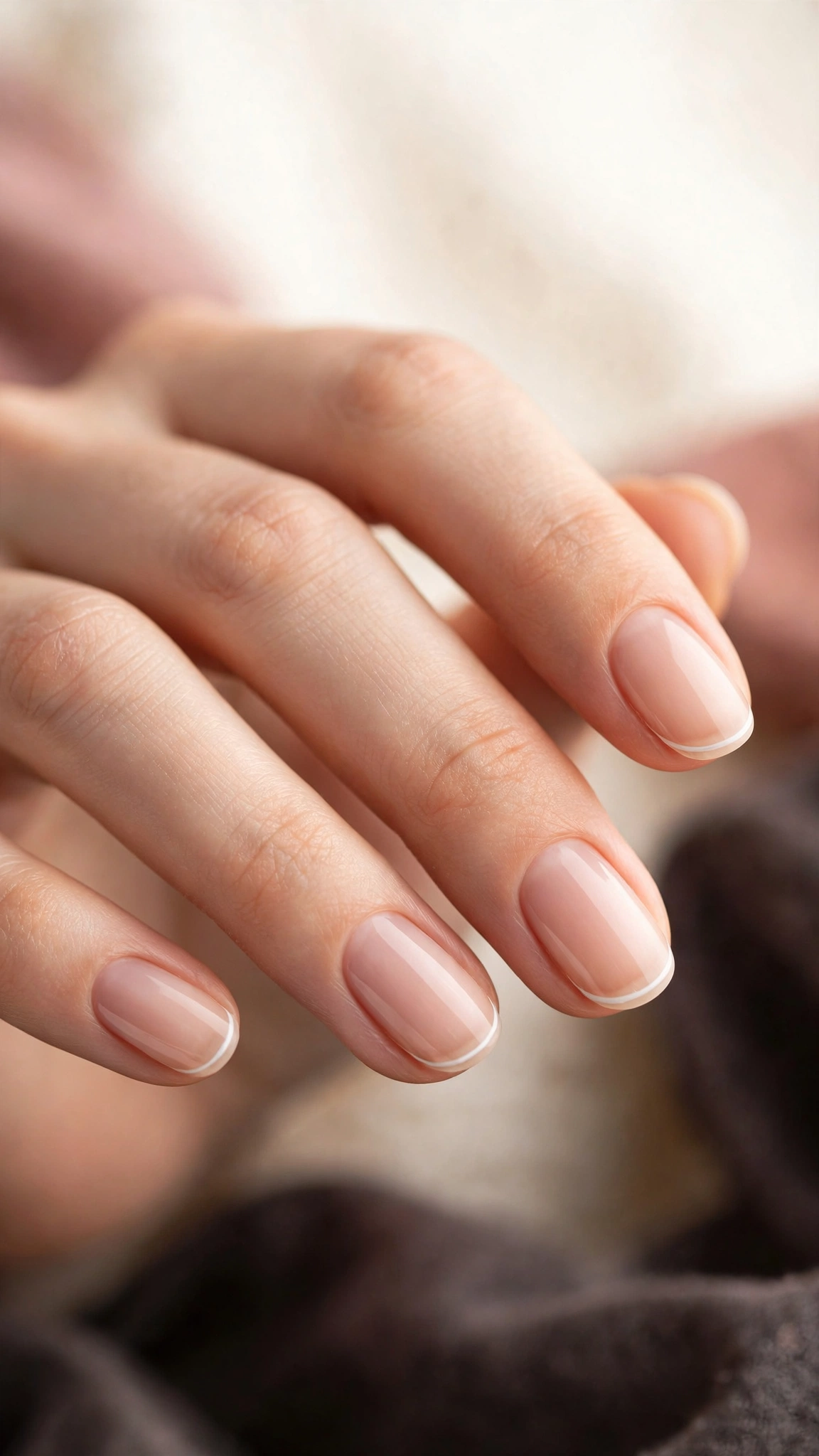 Micro-French tip on sheer nude natural nails